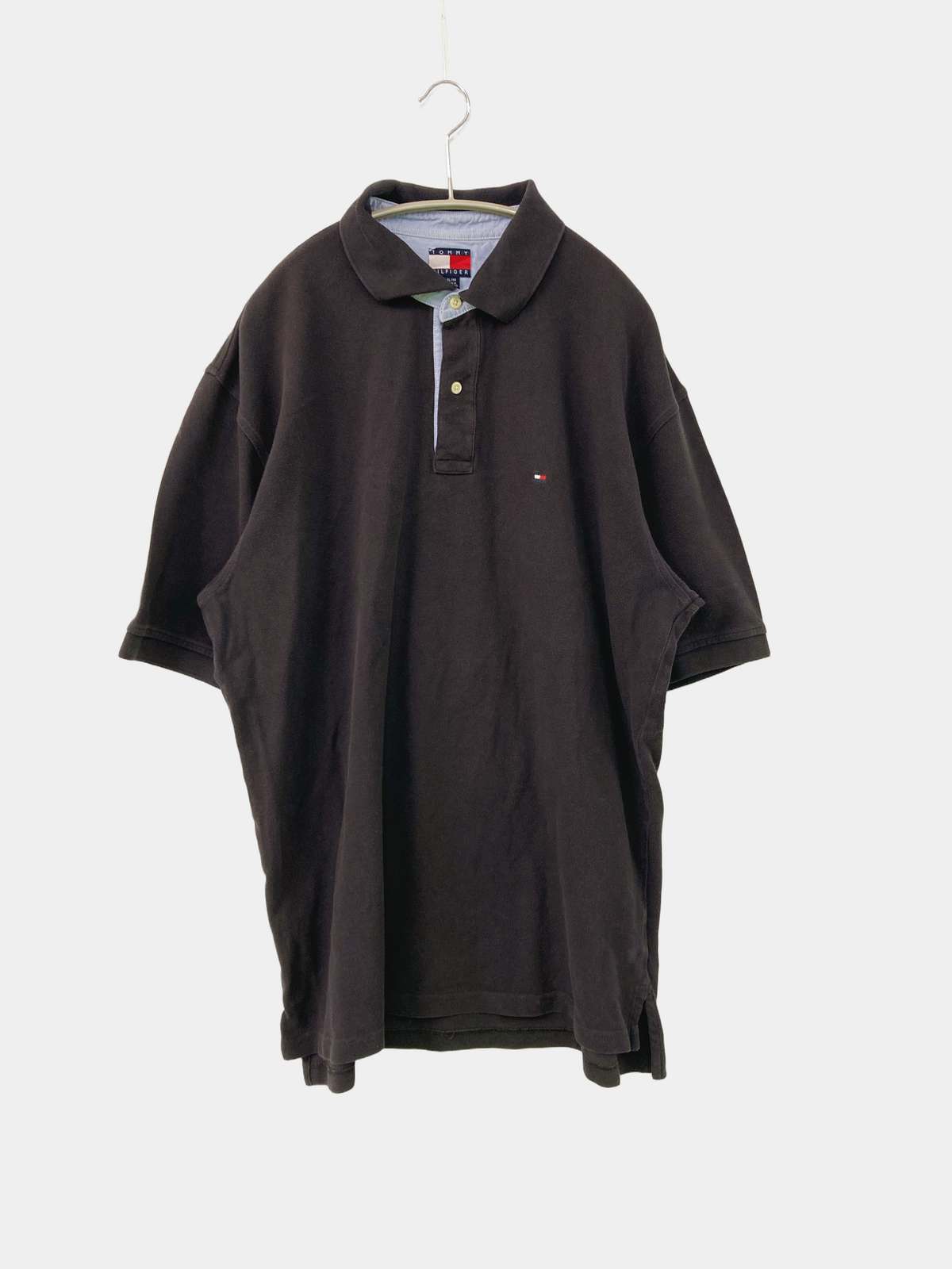 【中古】TOMMY HILFIGER トミーヒルフィガー ポロシャツ XL ブラック メンズ