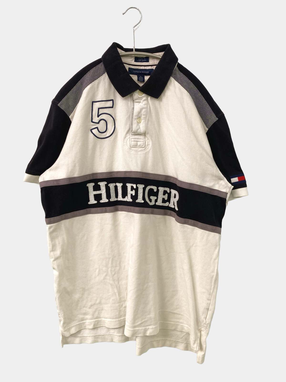 【中古】TOMMY HILFIGER トミーヒルフィガー ポロシャツ XL ホワイト レディース