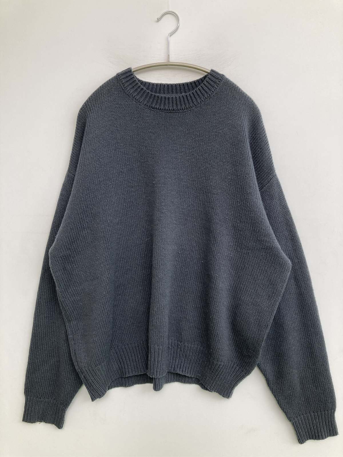 【中古】Anchor Smith アンカースミス ニット/セーター M グレー ニット 無地 ミドル丈 長袖 クルーネック(丸首) メンズ レディース
