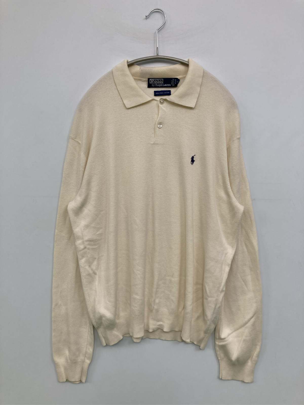 【中古】Polo by Ralph Lauren ポロバイラルフローレン ニット/セーター L アイボリー コットン ニット 無地 ワンポイント ブランドロ..