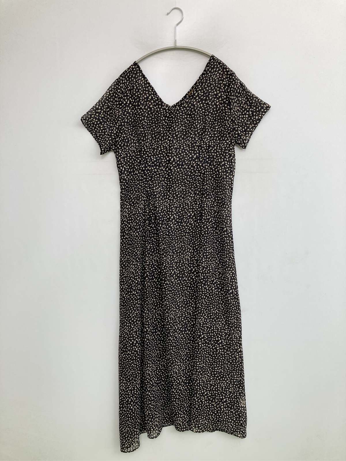 【中古】a crescent shaped pattern ワンピース ブラック その他総柄 半袖 ロング...