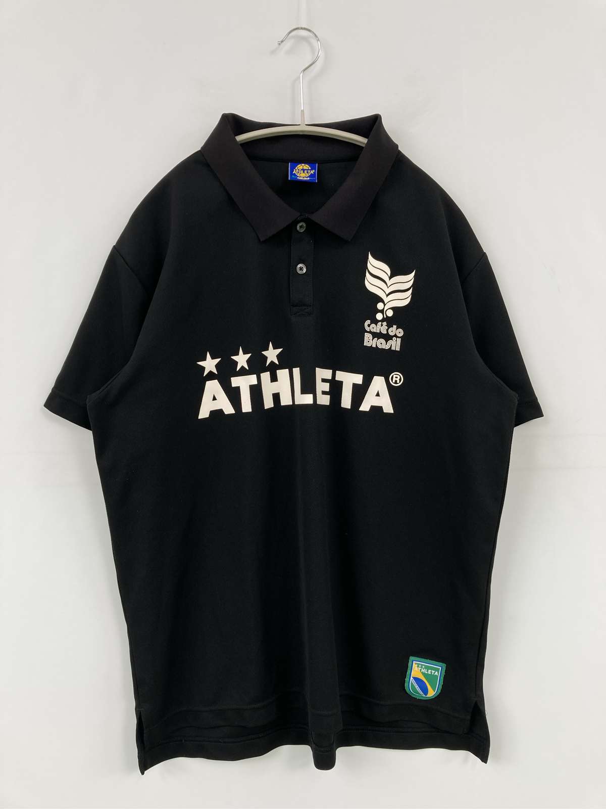 【中古】ATHLETA アスレタ ポロシャツ 0 ブラック 無地 前面プリント バックプリント 半袖 レディース