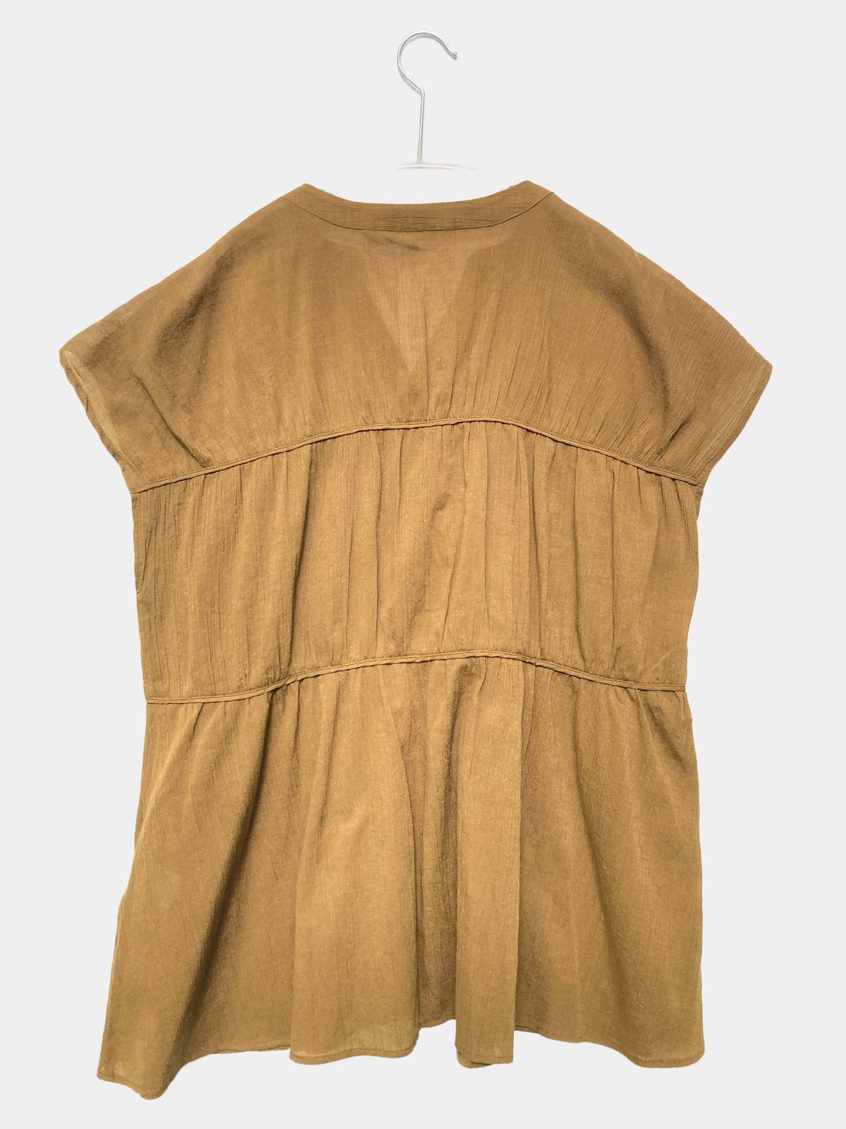 【中古】GLOBAL WORK グローバルワーク Tシャツ/カットソー M ブラウン 無地 Vネック 半袖 ショート丈 レディース digdig-10073200 digdig 楽天市場店 サンプル画像2