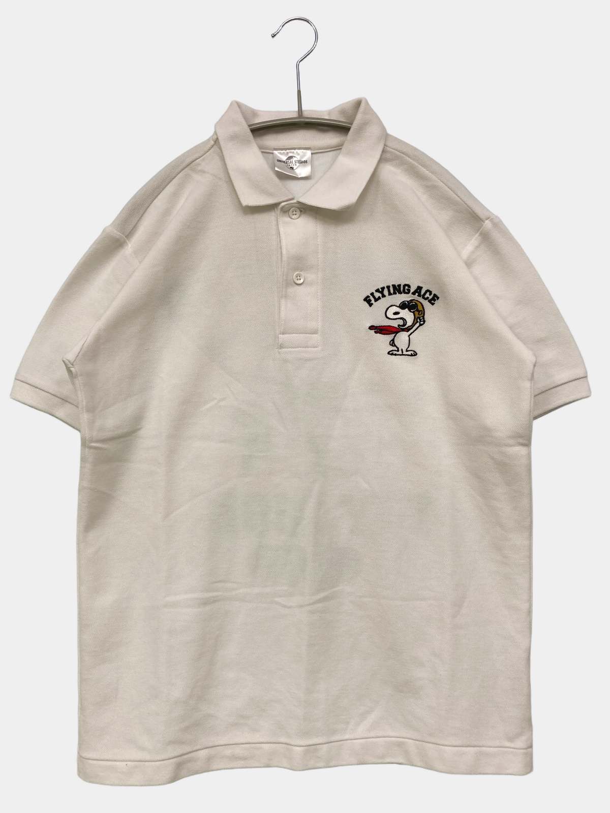 【中古】UNIVERSAL STUDIOS ユニバーサルスタジオ Tシャツ/カットソー S ホワイト 無地 バックプリント ワンポイント ミドル丈 半袖 ヘンリーネック メンズ