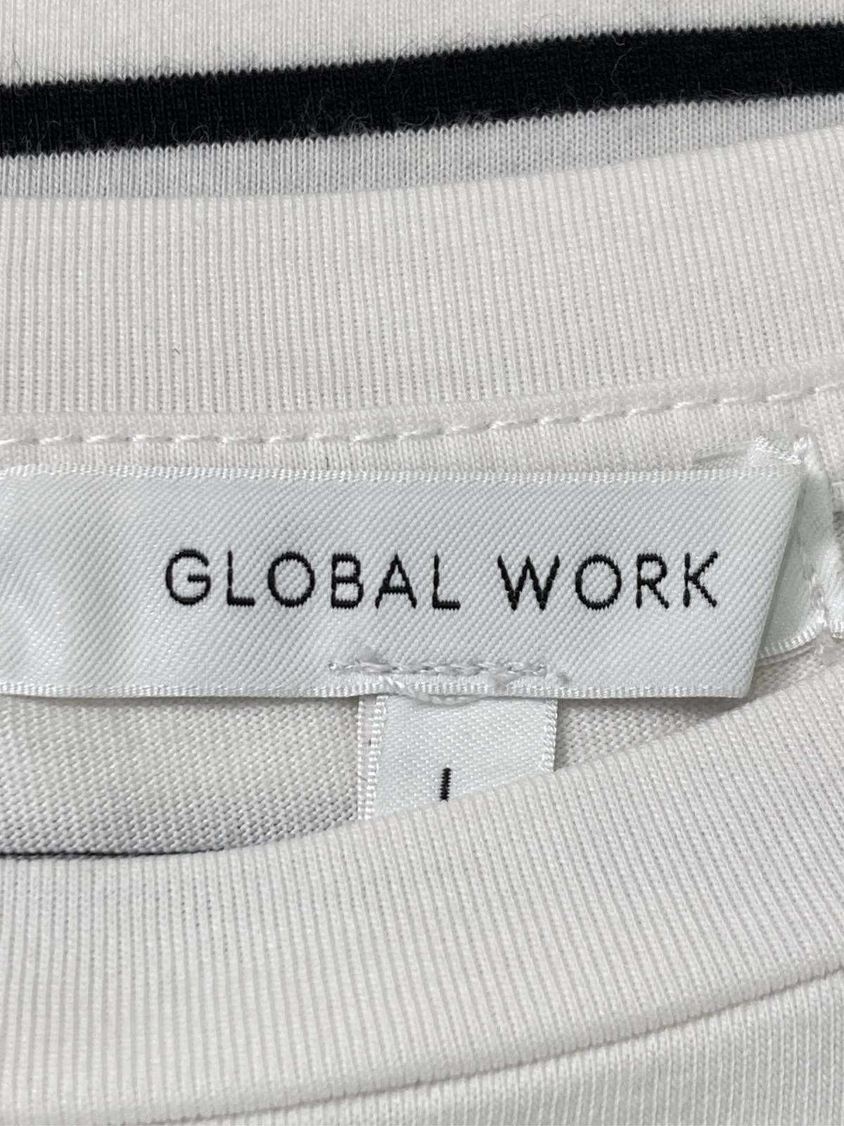【中古】GLOBAL WORK グローバルワーク Tシャツ/カットソー L ホワイト ボーダー柄 ミドル丈 半袖 クルーネック(丸首) レディース digdig-10073056 digdig 楽天市場店 サンプル画像3