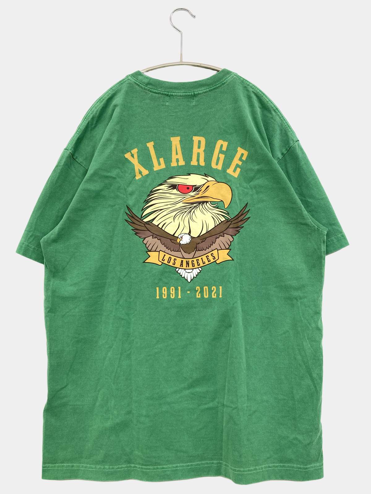 【中古】XLARGE エクストララージ Tシャツ/カットソー M グリーン ワンポイント バックプリント ブランドロゴ ミドル丈 半袖 クルーネック(丸首) メンズ