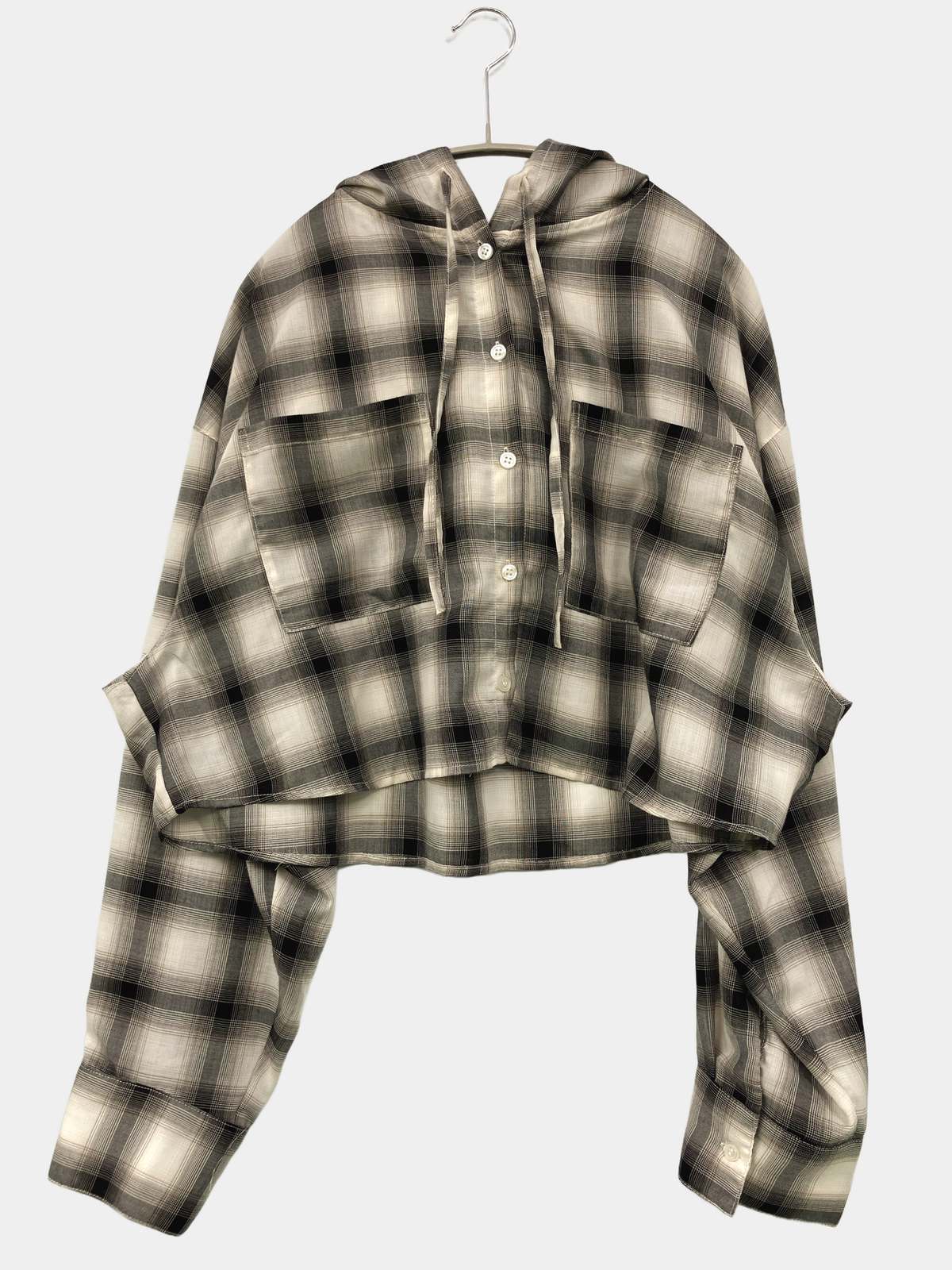 【中古】BABYLONE.S シャツ/ブラウス F ブラック チェック柄 ショート丈 長袖 レディース