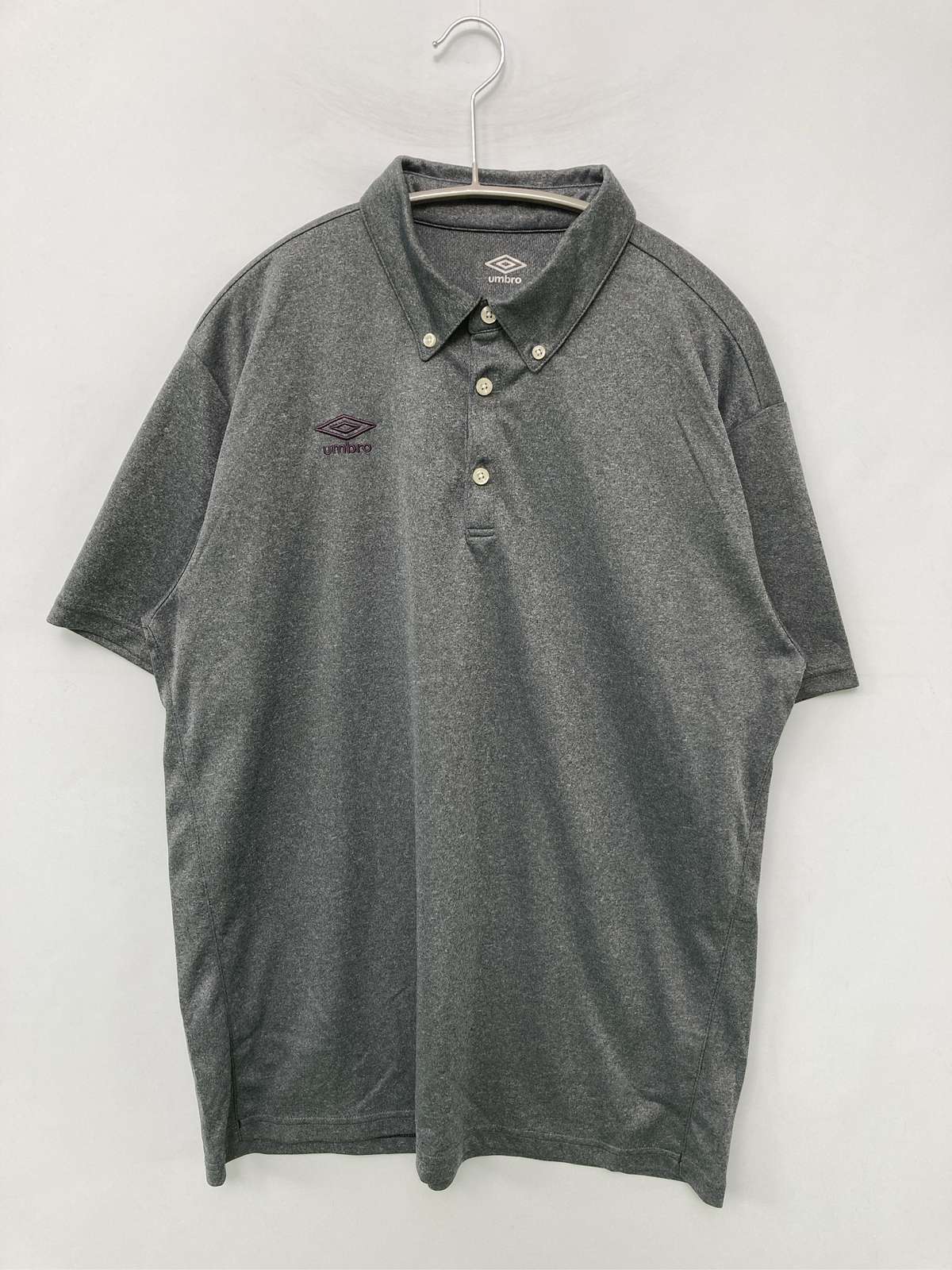 【中古】UMBRO アンブロ ポロシャツ XO グレー 無地 ワンポイント ブランドロゴ 半袖 メンズ