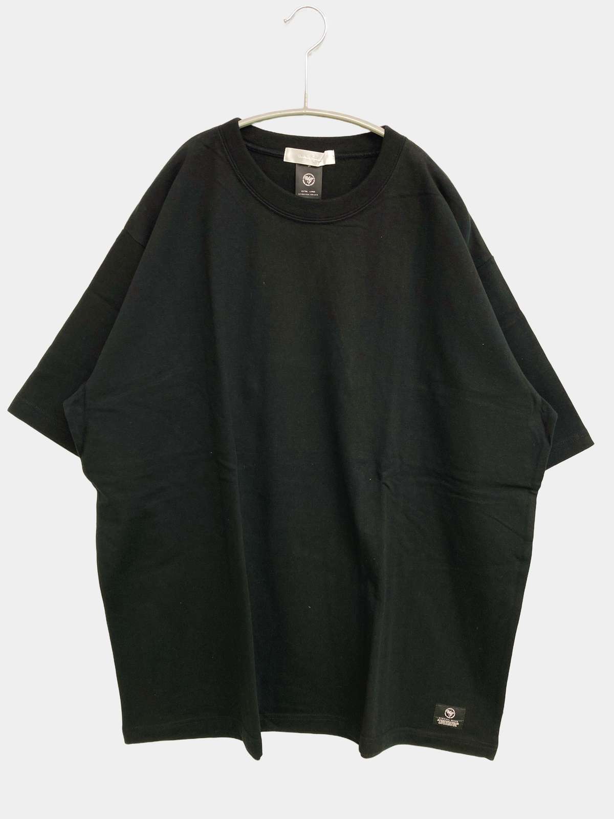 【中古】Gymniva Tシャツ/カットソー XL ブラック 無地 ワンポイント ブランドロゴ ロング丈 半袖 クルーネック(丸首) メンズ レディース