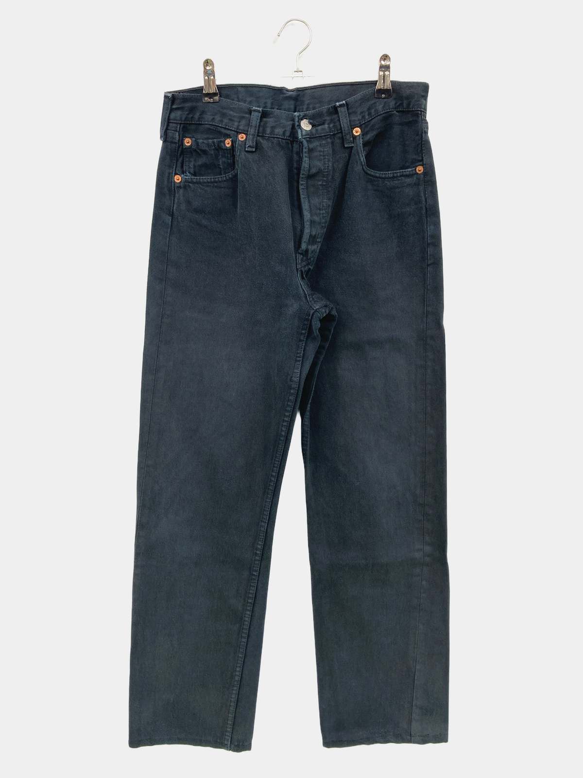 【中古】Levi's リーバイス デニムパンツ ネイビー フルレングス 無地 スタンダード ストレート レギュラー ヴィンテージ メンズ