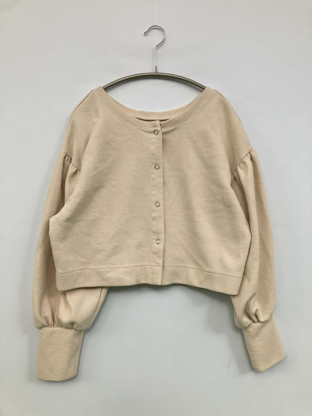 【中古】hinari ヒナリ カーディガン/ボレロ F ベージュ コットン 無地 ショート丈 長袖 レディース