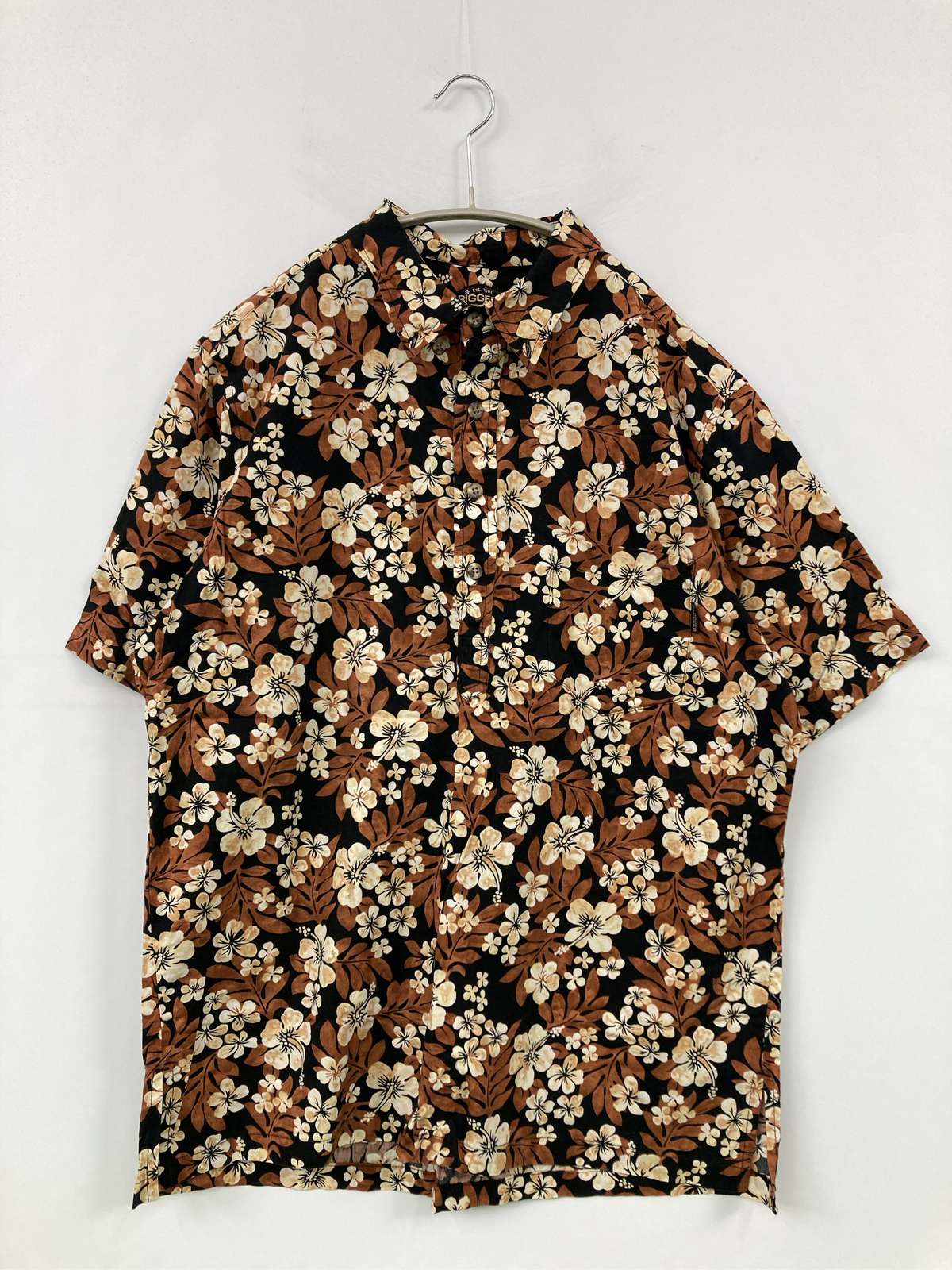RIGGERS シャツ/ブラウス ブラウン 花柄・ボタニカル柄 その他総柄 ミドル丈 半袖 レギュラーカラー メンズ