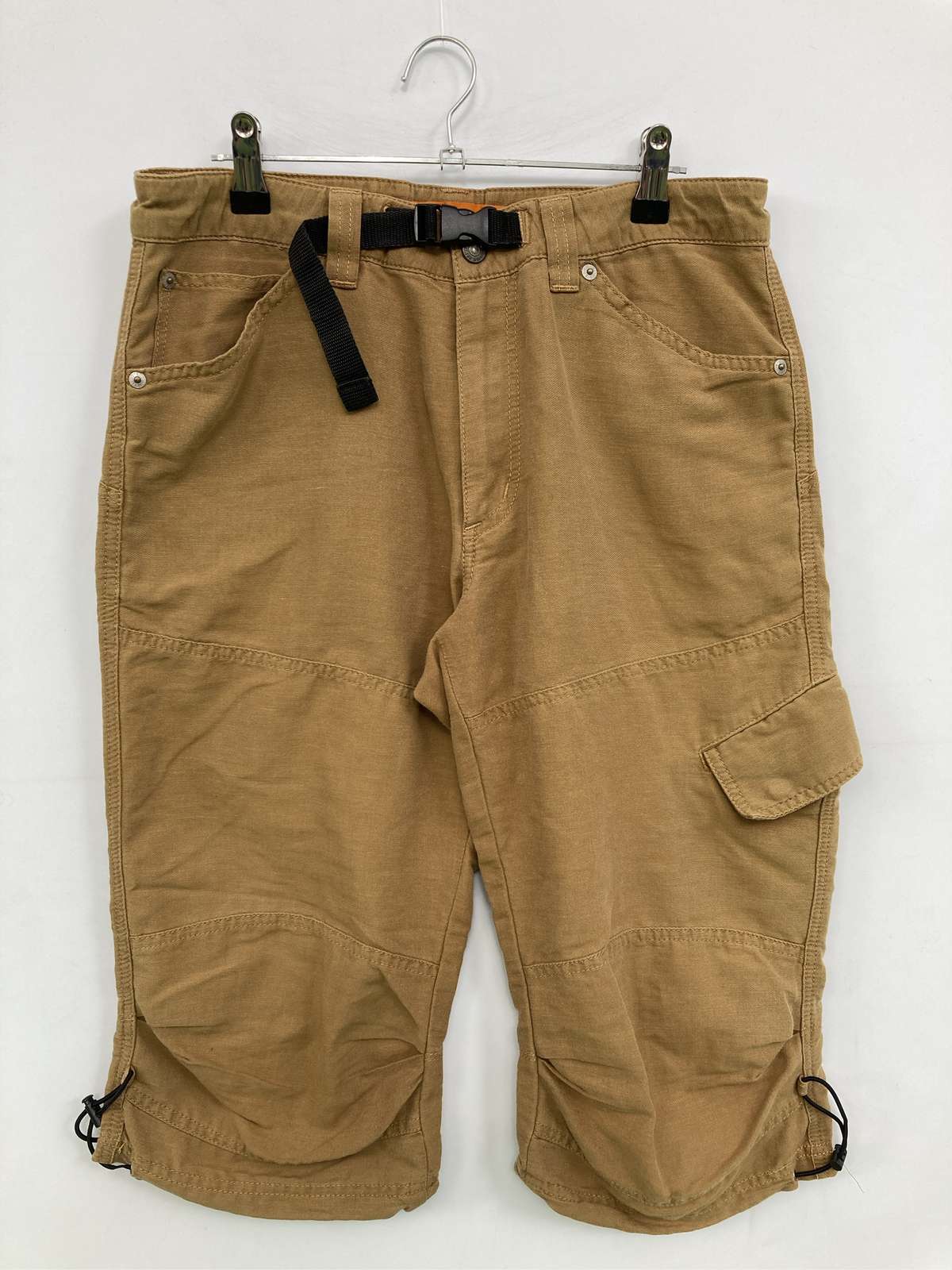 【中古】EDWIN エドウィン カーゴパンツ M ベージュ クロップド・半端丈 コットン リネン・麻 無地 スタンダード レギュラー メンズ