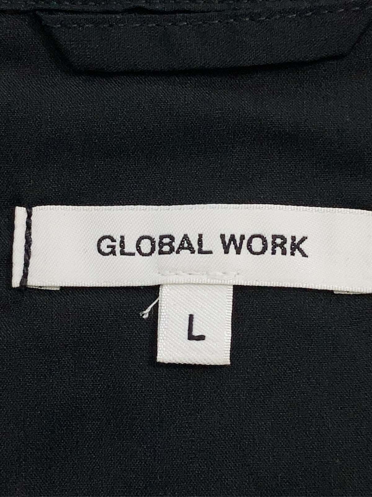 【中古】GLOBAL WORK グローバルワーク シャツ/ブラウス L ブラック コットン 無地 ミドル丈 半袖 オープンカラー レディース ブランド古着 digdig-10086535 digdig 楽天市場店 サンプル画像3