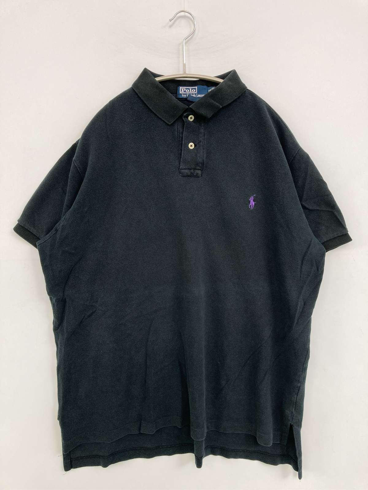 【中古】Polo by Ralph Lauren ポロバイラルフローレン ポロシャツ XL ブラック 無地 ワンポイント 刺繍 ブランドロゴ 半袖 メンズ
