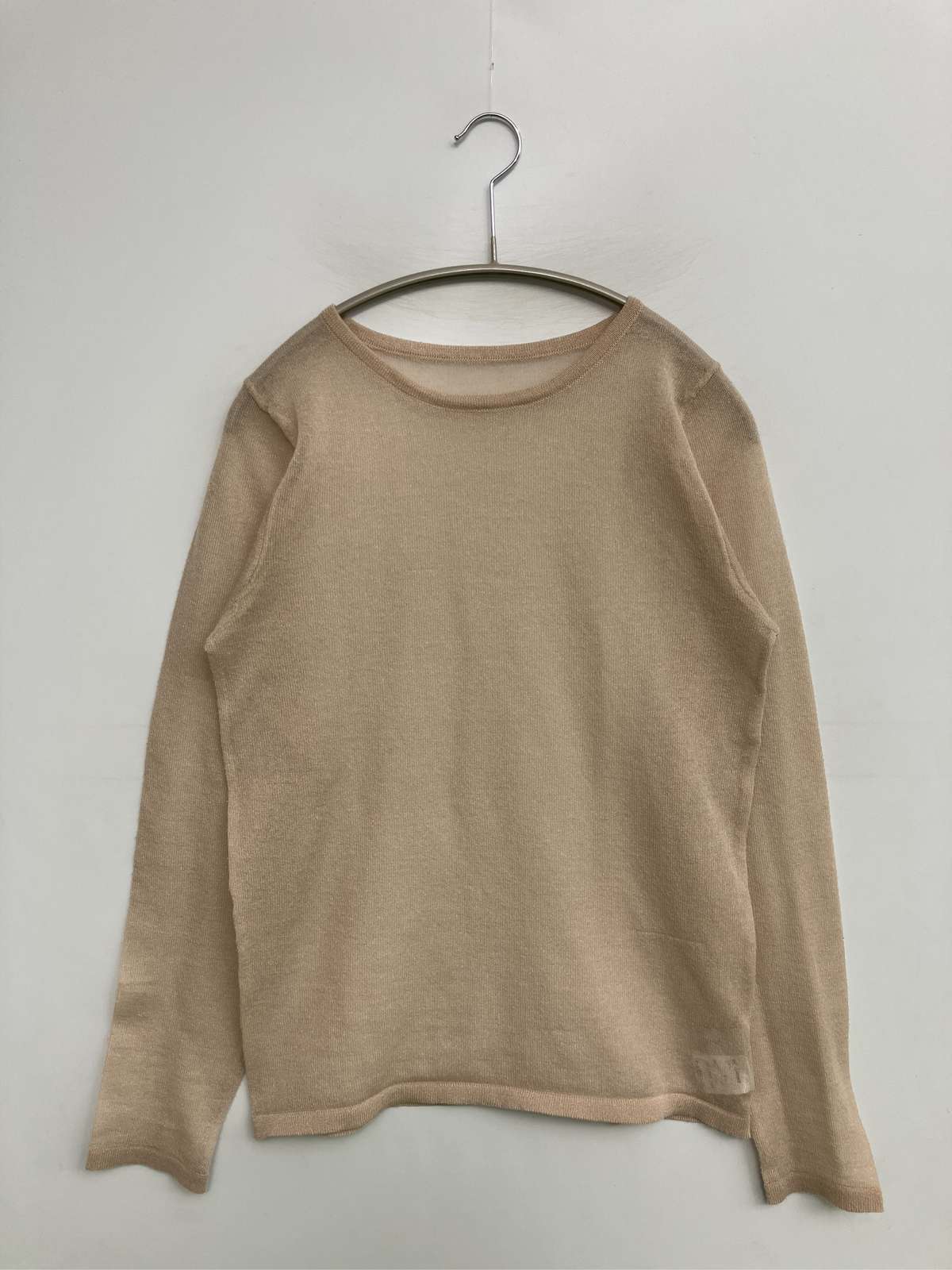 【中古】SELECT MOCA セレクトモカ ニット/セーター F ベージュ ニット 無地 ミドル丈 長袖 クルーネック(丸首) レディース