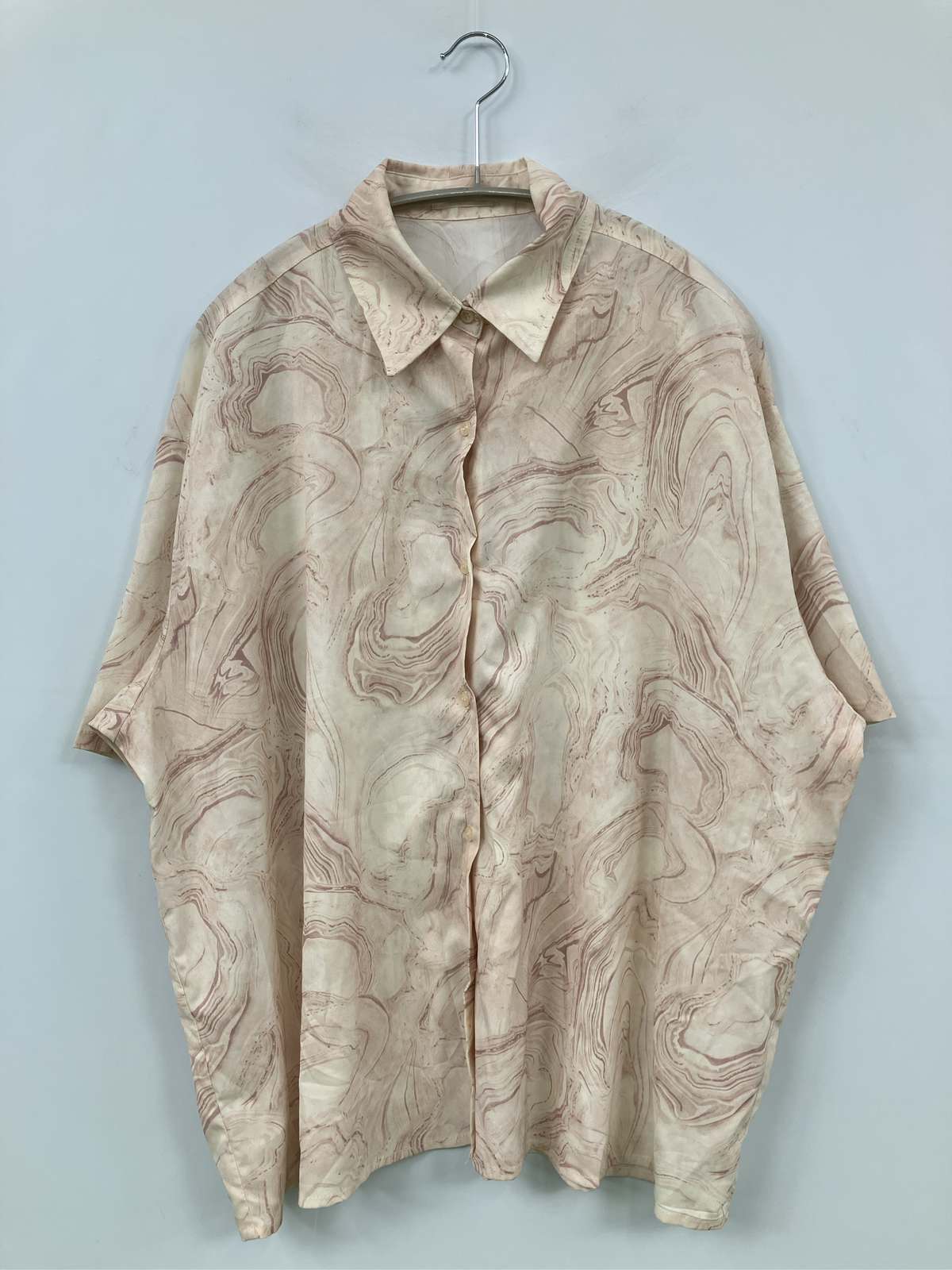 【中古】apres jour mignon アプレジュールミニョン シャツ/ブラウス F ベージュ その他総柄 ミドル丈 半袖 レギュラーカラー メンズ レディース