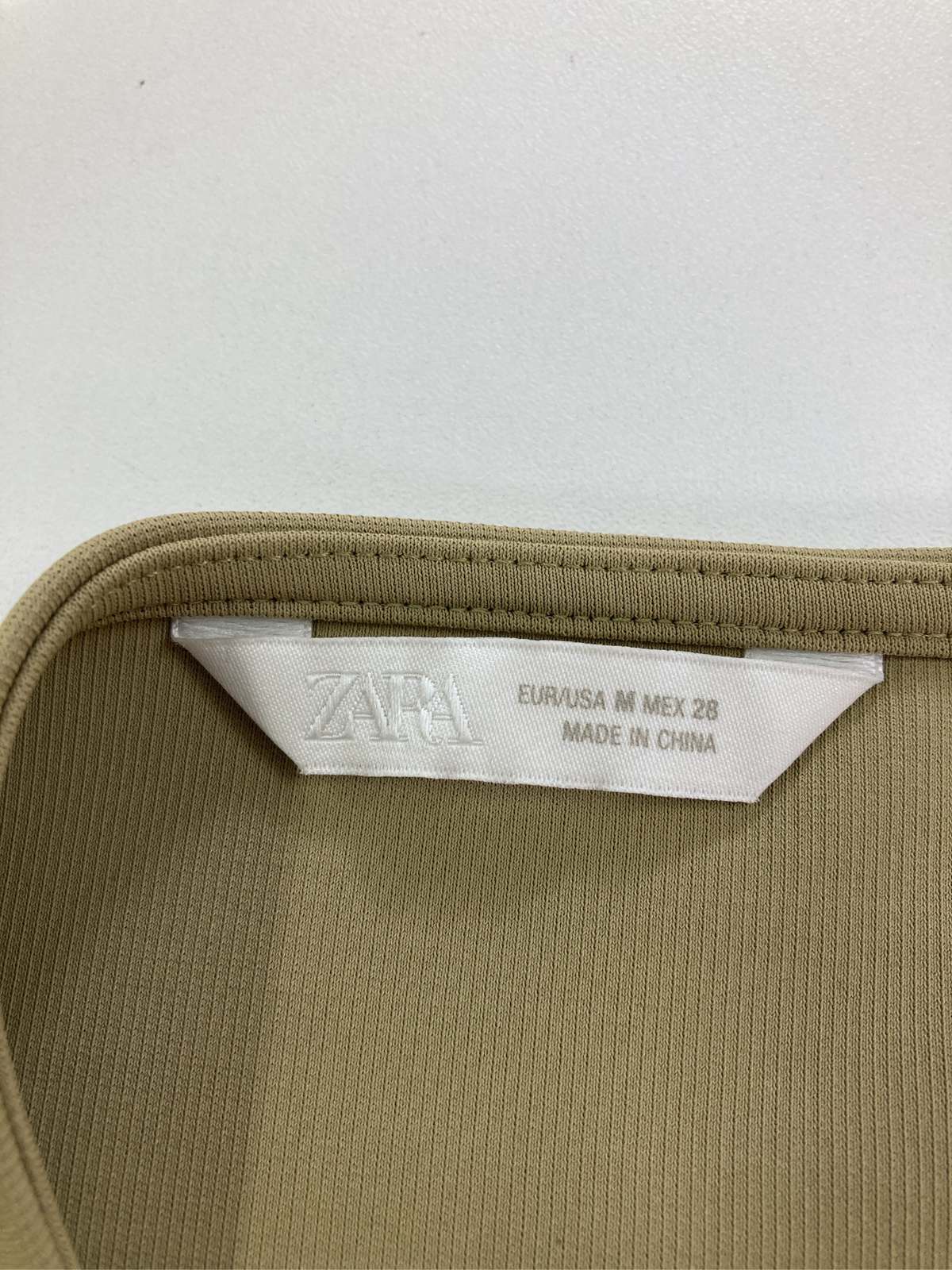 【中古】ZARA ザラ キャミソール M カーキ 無地 カップなし レディース