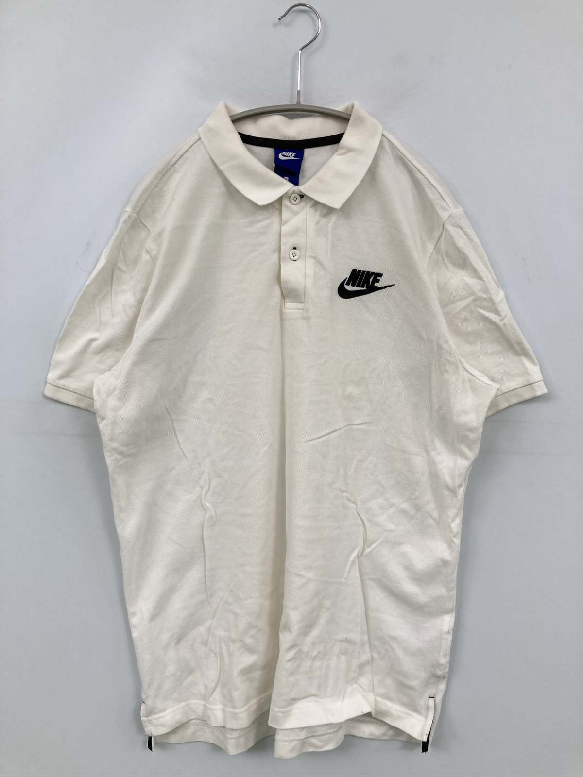 【中古】NIKE ナイキ ポロシャツ XL ホワイト 半袖 無地 ワンポイント ブランドロ...