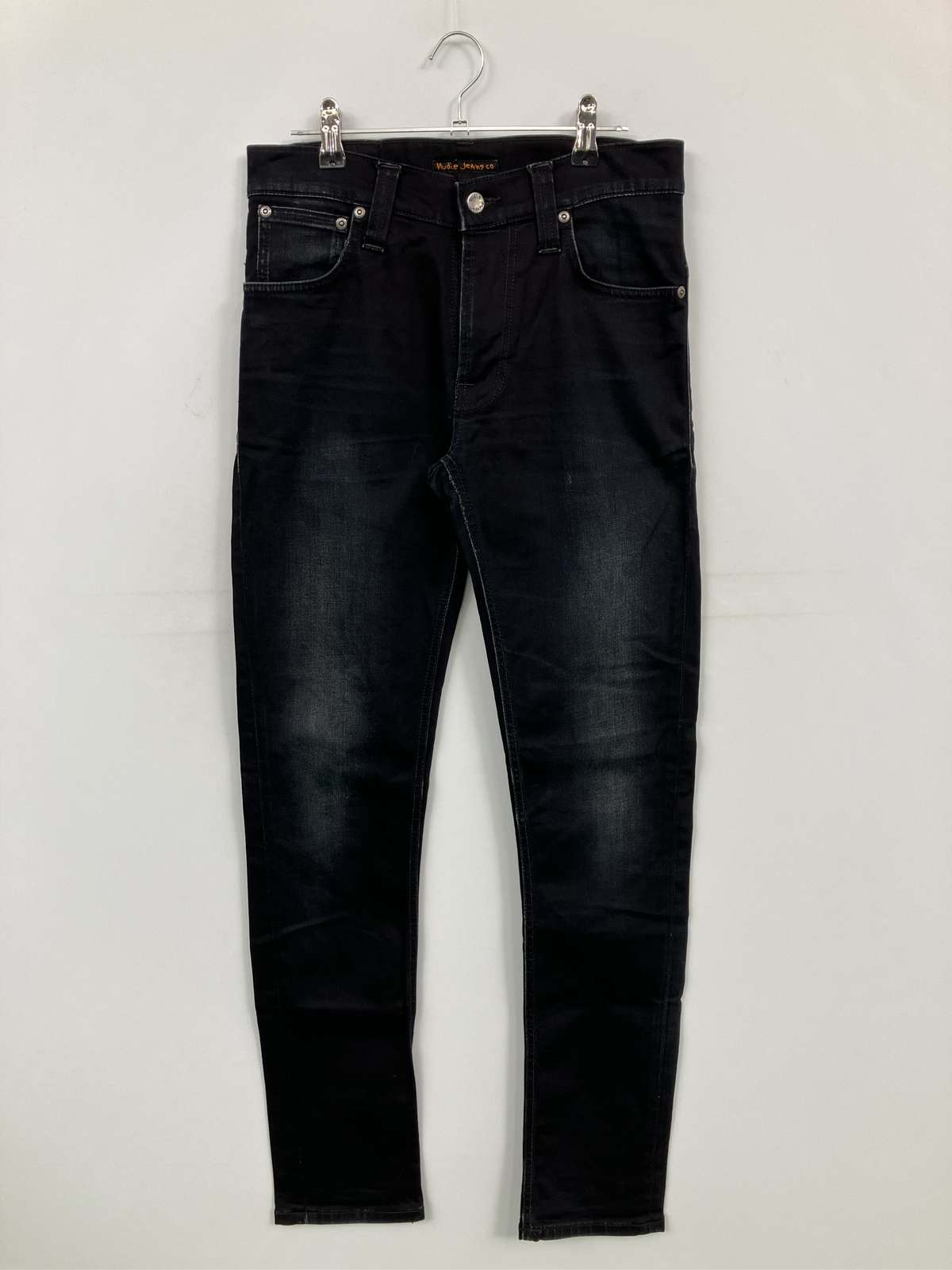 【中古】nudie jeans co ヌーディージーンズ デニムパンツ W28 L32 ブラック フルレングス 無地 スキニー・タイト テーパード レギュラー ヴィンテージ メンズ