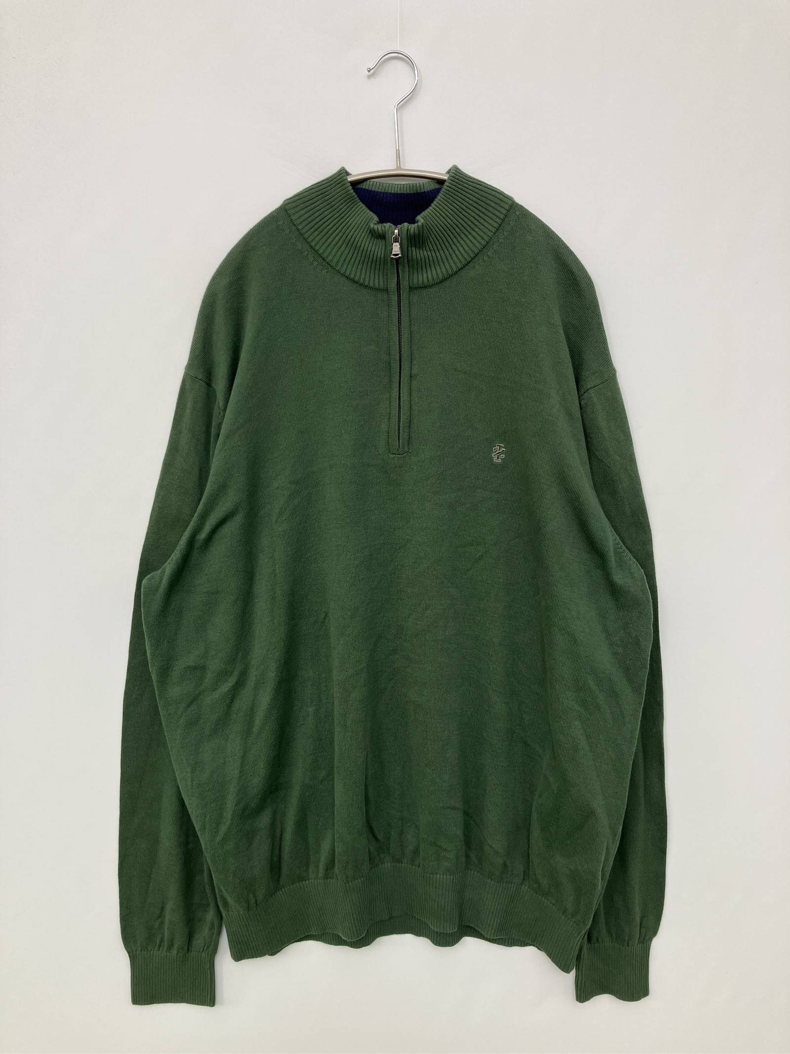 Rakuten - 【中古】IZOD アイゾッド ニット/セーター XL グリーン 無地 ワンポイント ミドル丈 長袖 タートルネック/ハイネック メンズ