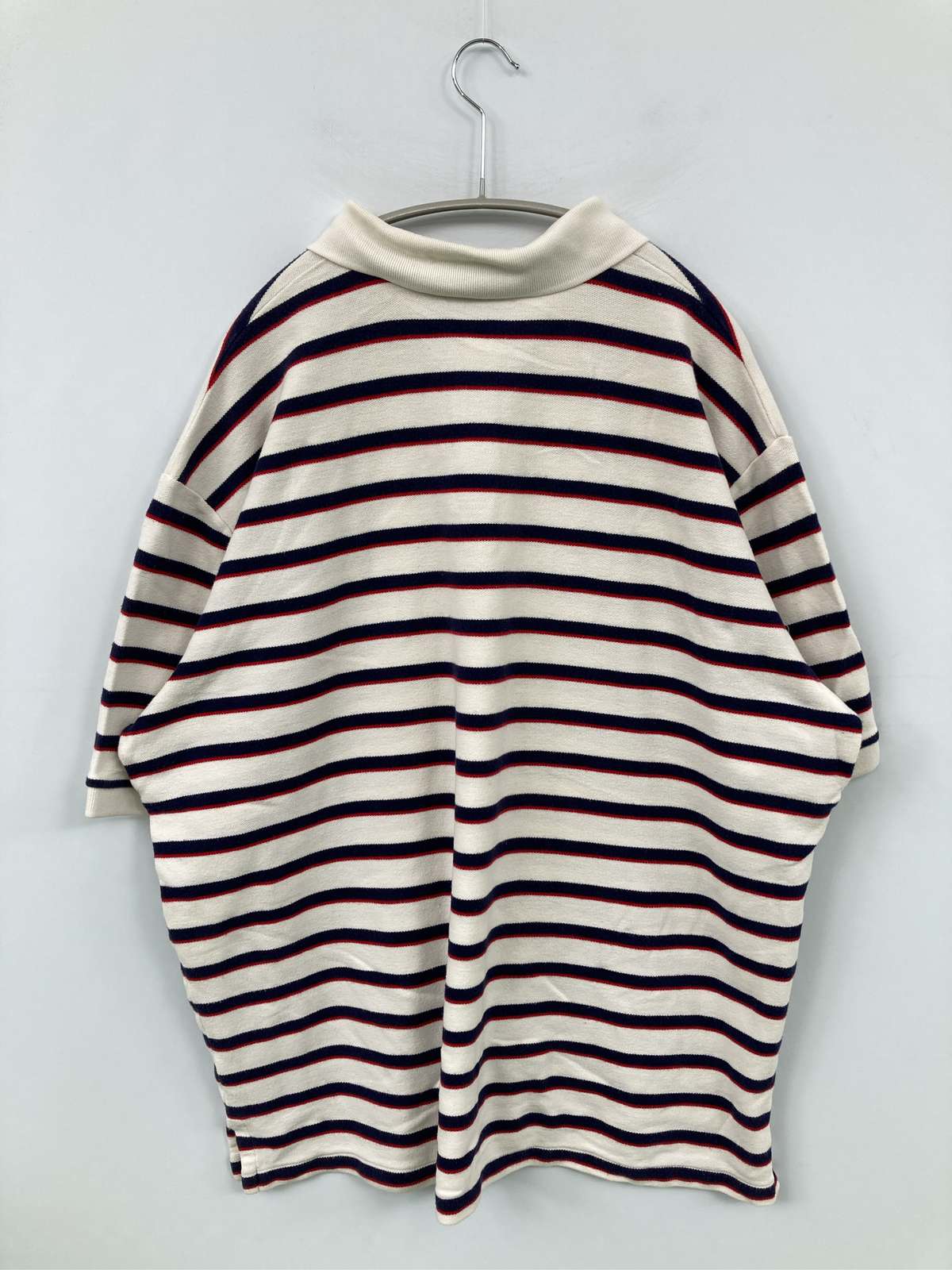 digdig 楽天市場店の【中古】Ralph Lauren ラルフローレン ポロシャツ XXL ホワイト ボーダー柄 ワンポイント 半袖 レディース｜アングル2
