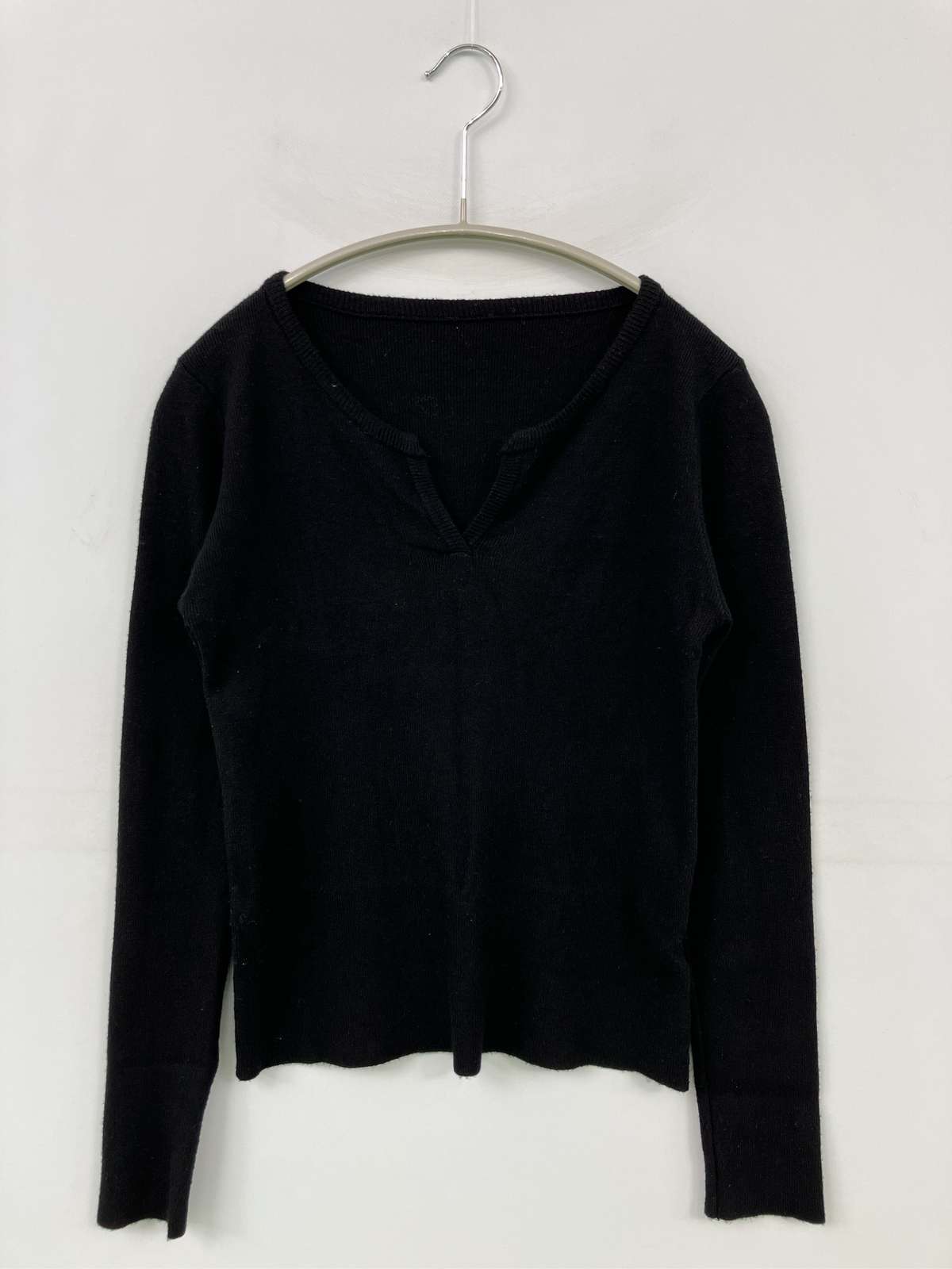 乐天商城 - 【中古】Doula Doula ドゥーラドゥーラ ニット/セーター ブラック ニット 無地 ミドル丈 長袖 Vネック レディース