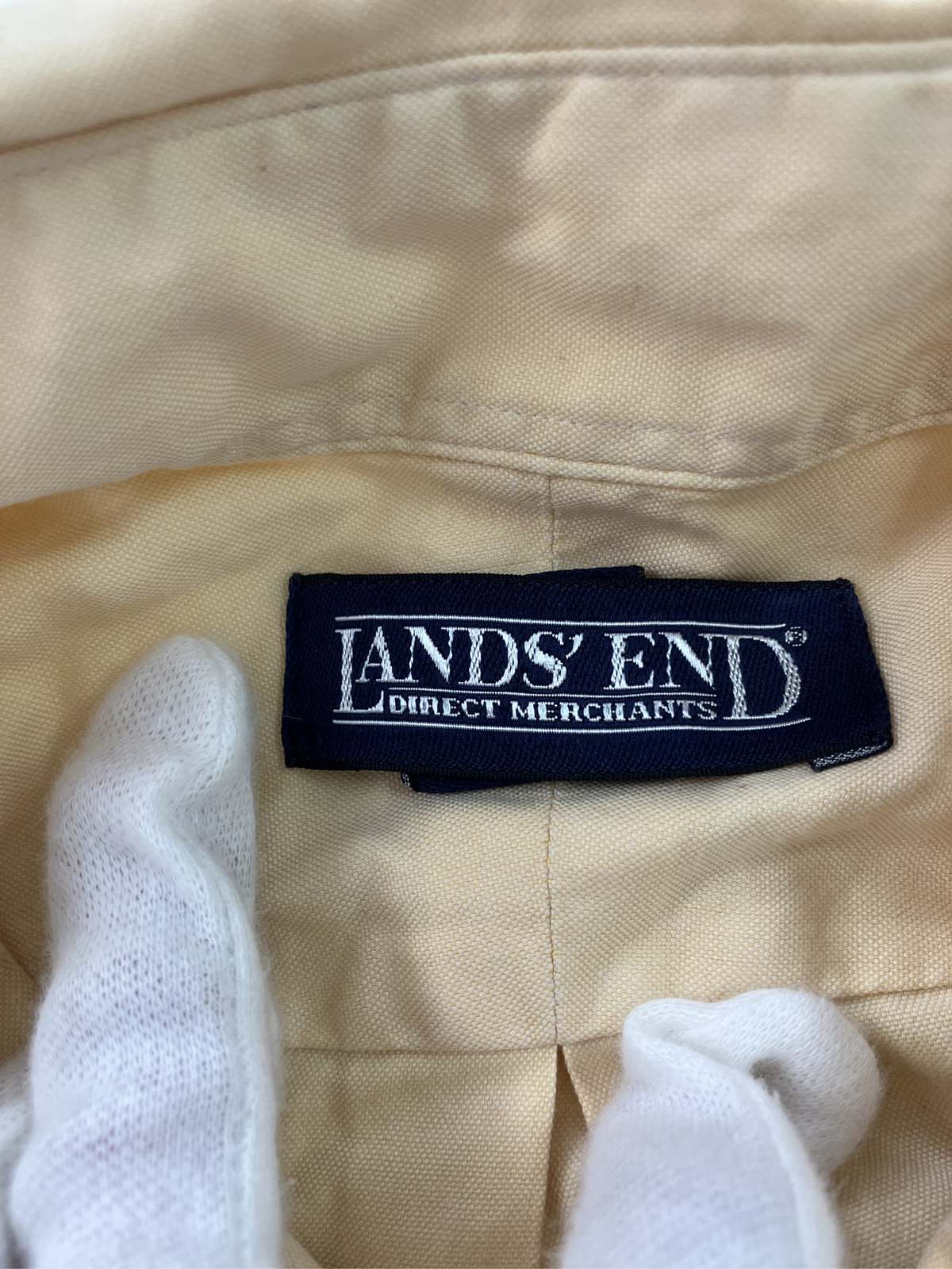 【中古】LANDS' END ランズエンド シャツ/ブラウス 17-34 ベージュ ボタンダウン 長袖 無地 コットン ミドル丈 メンズ digdig-10015721 digdig 楽天市場店 サンプル画像3
