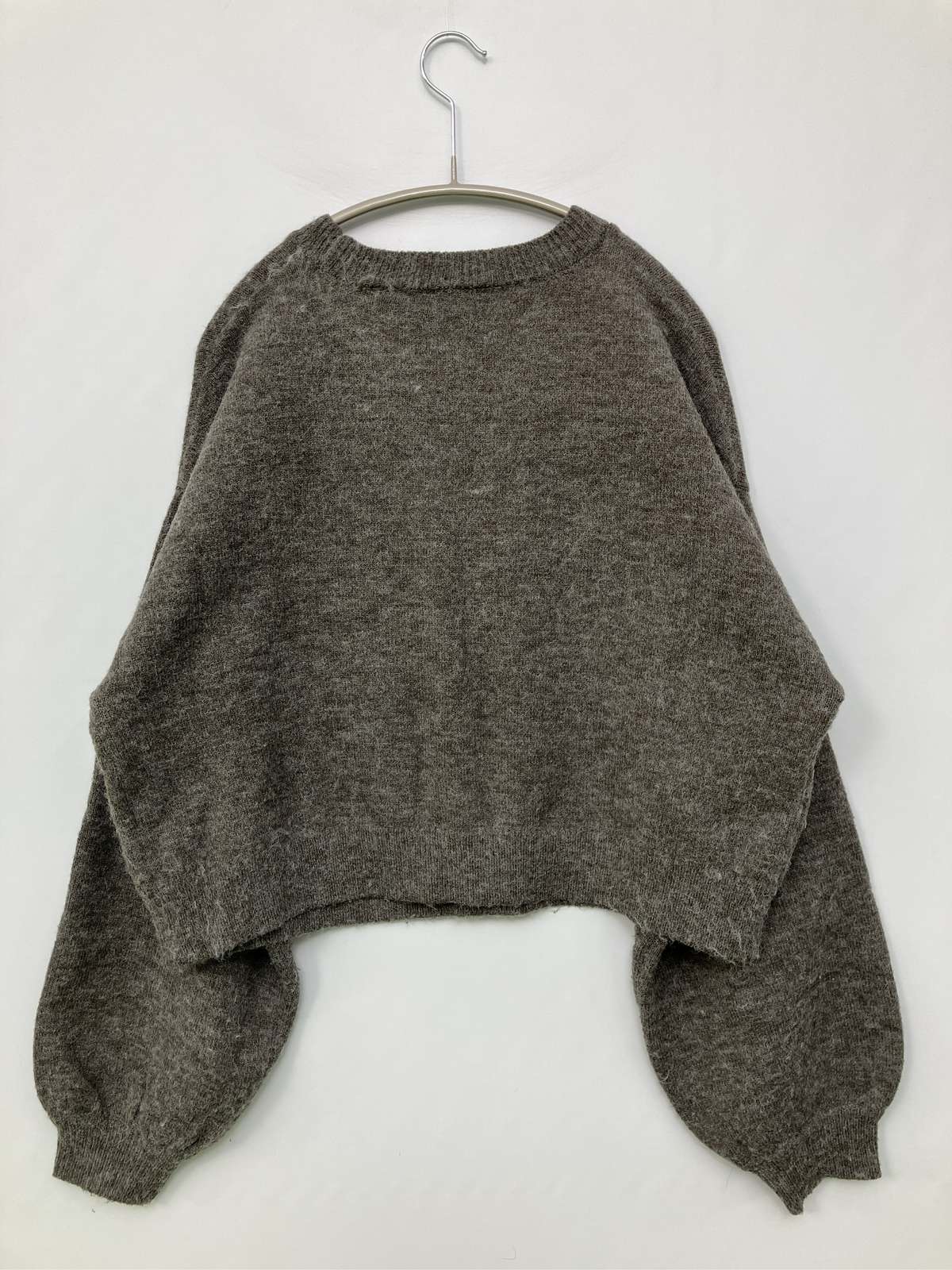 【中古】ニット/セーター F グレー ナイロン 前面プリント ミドル丈 長袖 クルーネ...