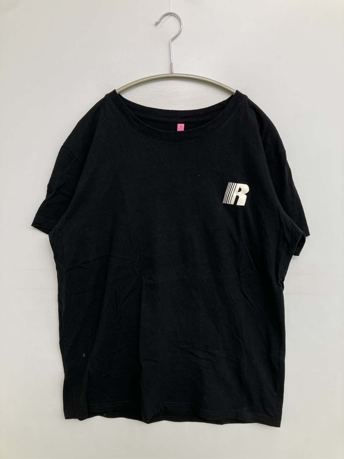乐天商城 - 【中古】Tシャツ/カットソー L ブラック 前面プリント バックプリント ミドル丈 半袖 クルーネック(丸首) メンズ レディース