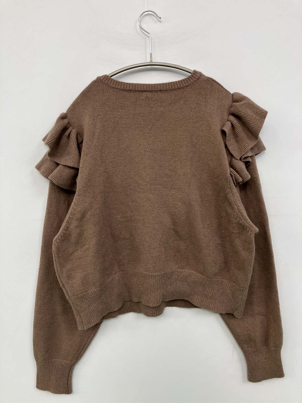 【中古】Heather ヘザー ニット/セーター F ブラウン ナイロン ニット 無地 フリル...