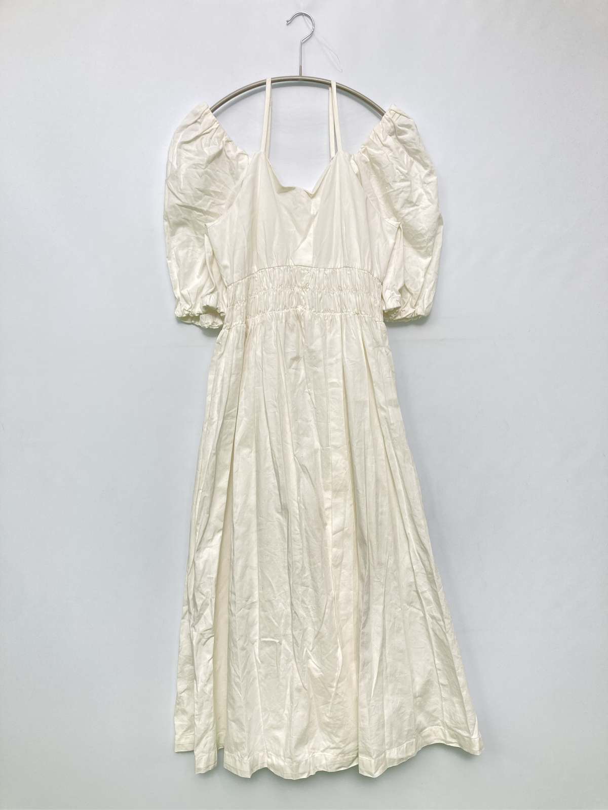【中古】MOUSSY マウジー ワンピース 2 ホワイト コットン 無地 半袖 ミモレ・半端...