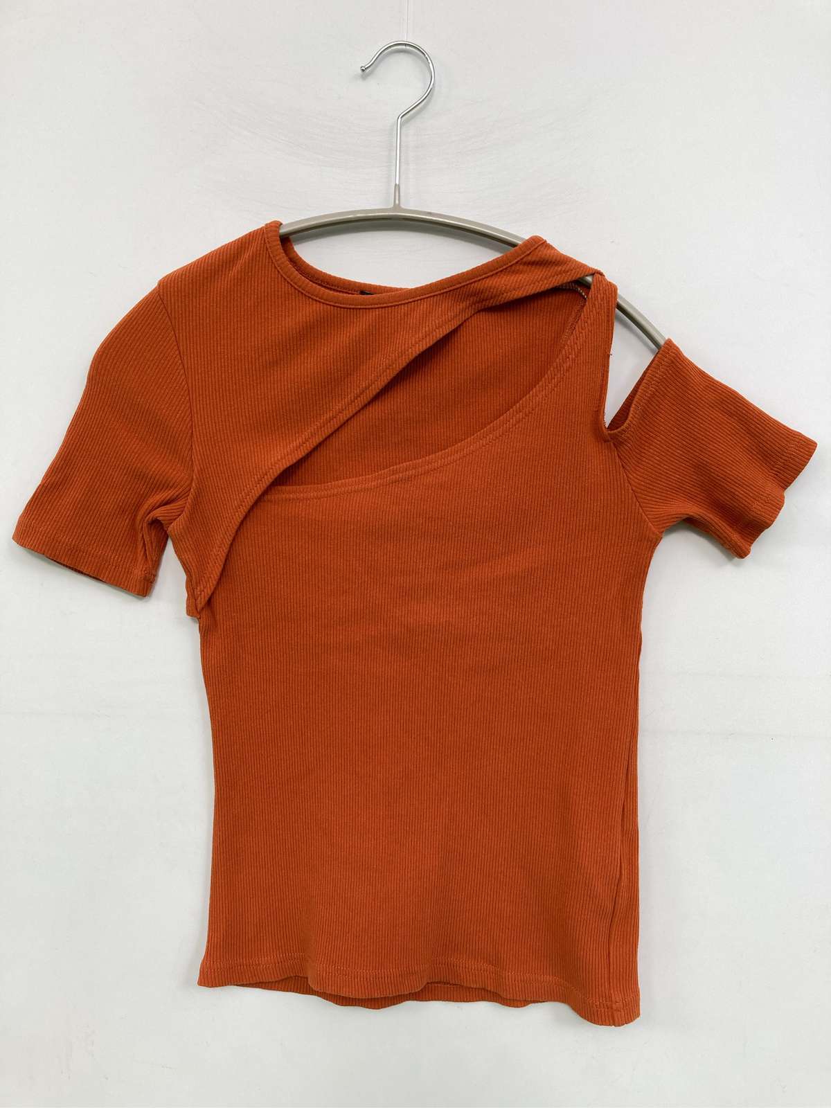【中古】EMODA エモダ Tシャツ/カットソー F オレンジ 無地 半袖 ショート丈 クルーネック(丸首) レディース