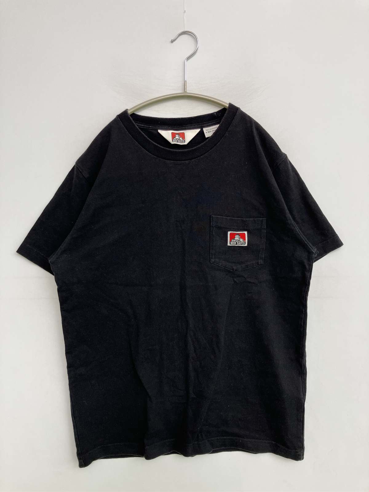 BEN DAVIS ベンデイビス Tシャツ/カットソー M ブラック 無地 ワンポイント ブランドロゴ ミドル丈 半袖 クルーネック(丸首) メンズ レディース