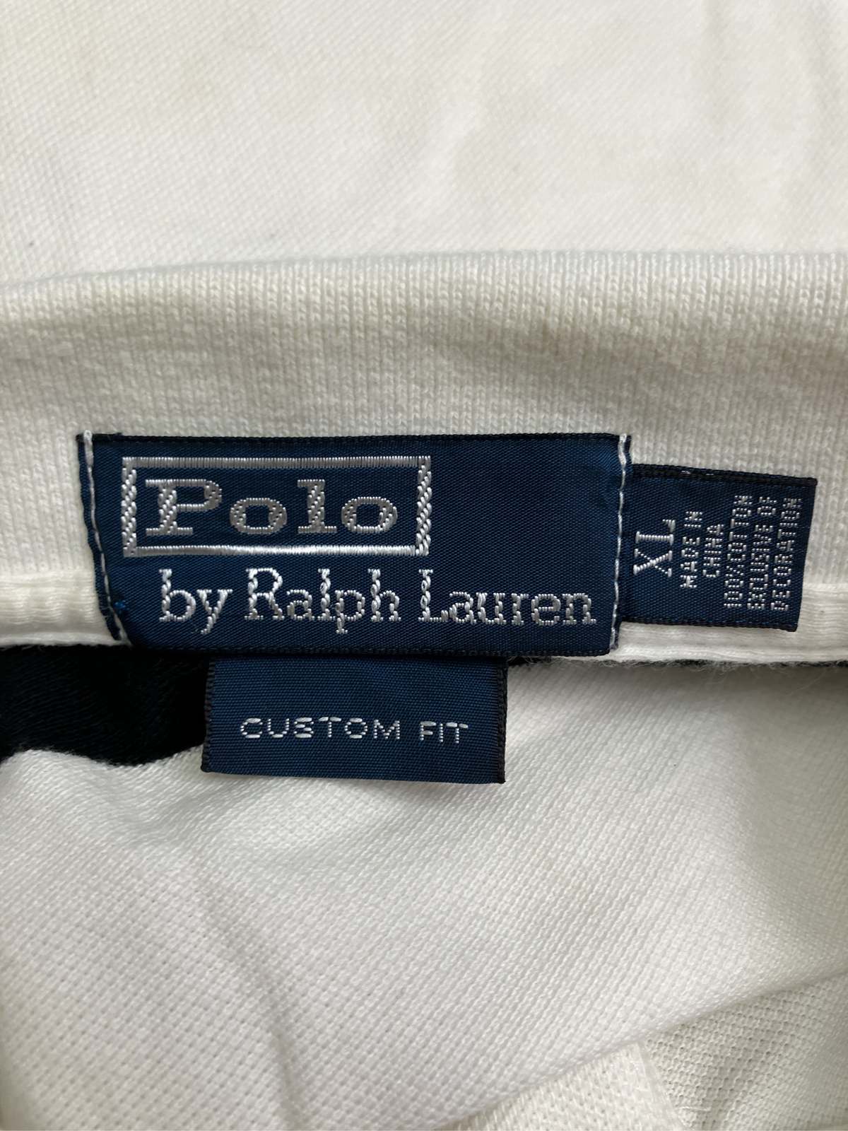 digdig 楽天市場店の【中古】Polo by Ralph Lauren ポロバイラルフローレン ポロシャツ XL ホワイト ボーダー柄 ワンポイント ブランドロゴ 刺繍 半袖 メンズ｜アングル3