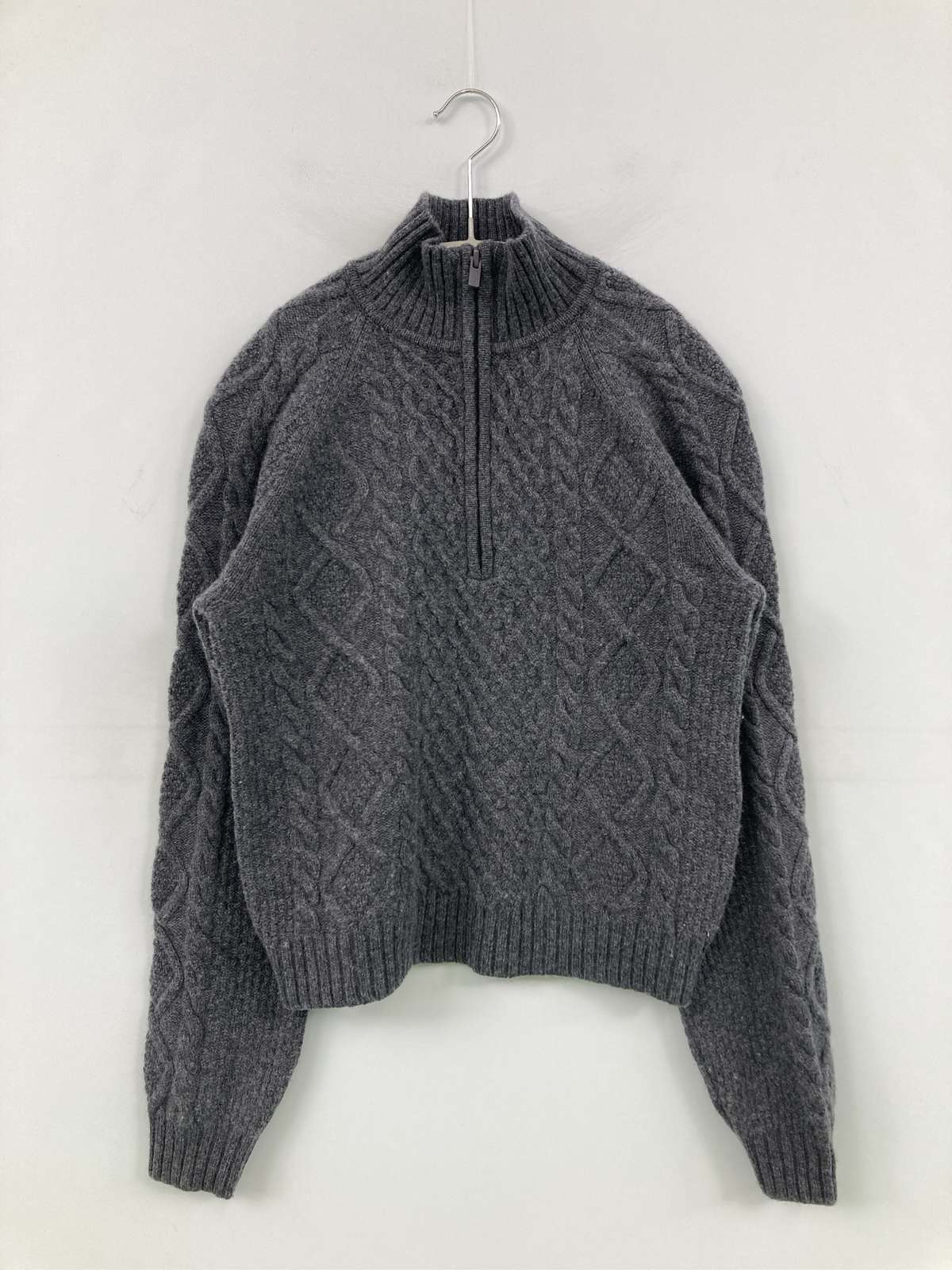 【中古】SUNDAY BEST ニット/セーター XS グレー ウール・ニット コットン ニット 無地 ショート丈 長袖 タートルネック/ハイネック レディース