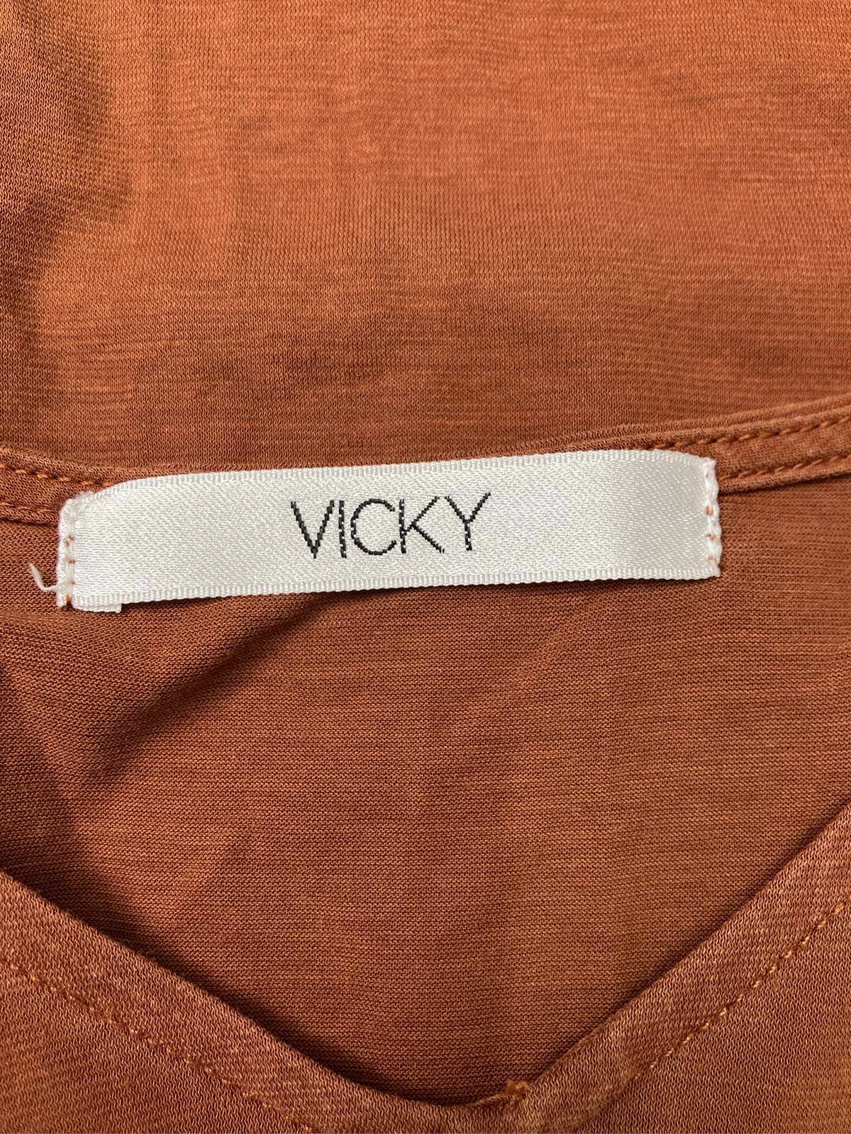 【中古】VICKY ビッキー ワンピース 2 ブラウン 無地 袖なし ミモレ・半端丈 フレ...