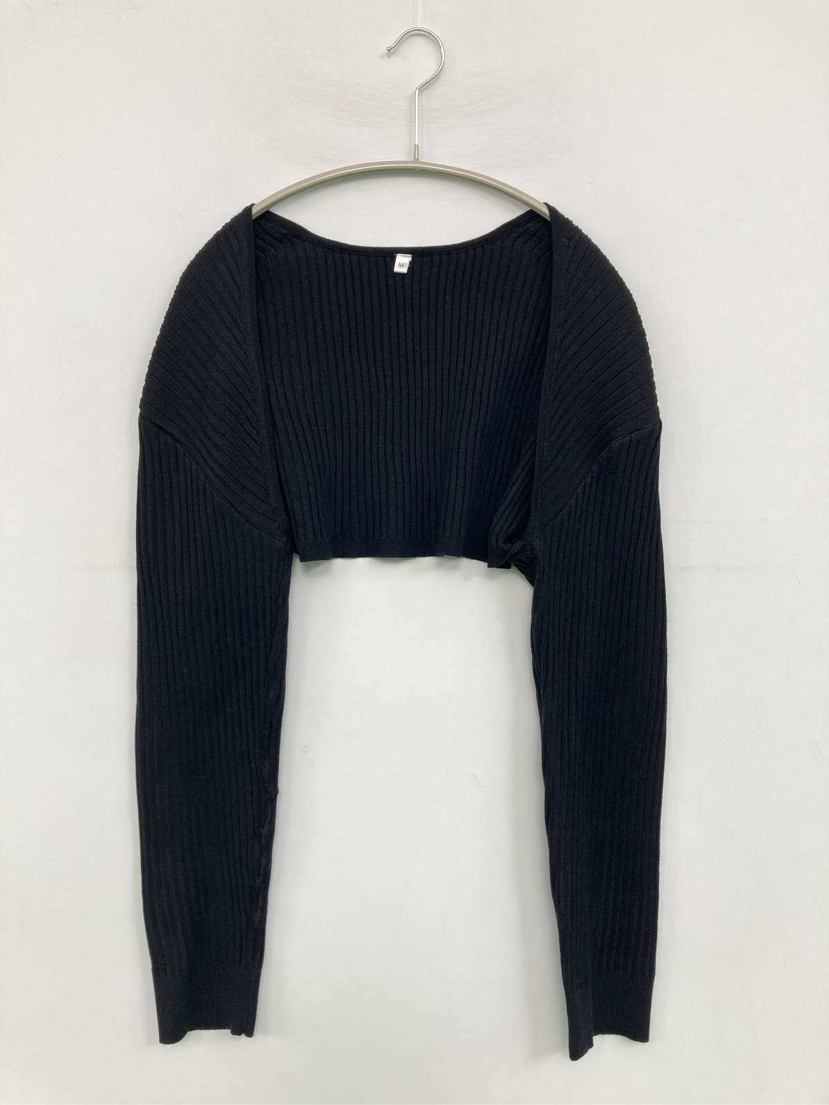 adapt retailing カーディガン/ボレロ M ブラック ナイロン ニット 無地 ショート丈 長袖 レディース