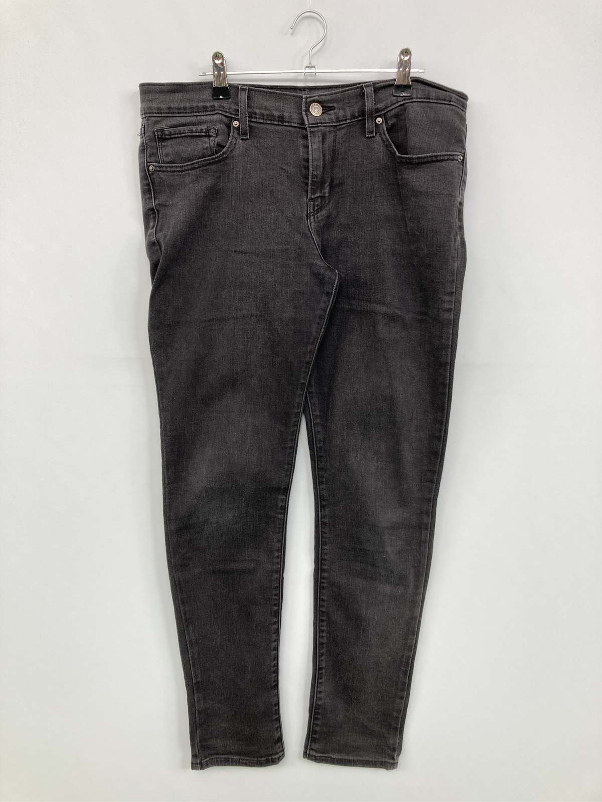 【中古】Levi's リーバイス デニムパンツ 30 ブラック フルレングス 無地 ブランドロゴ スキニー・タイト テーパード レギュラー ヴィンテージ レディース