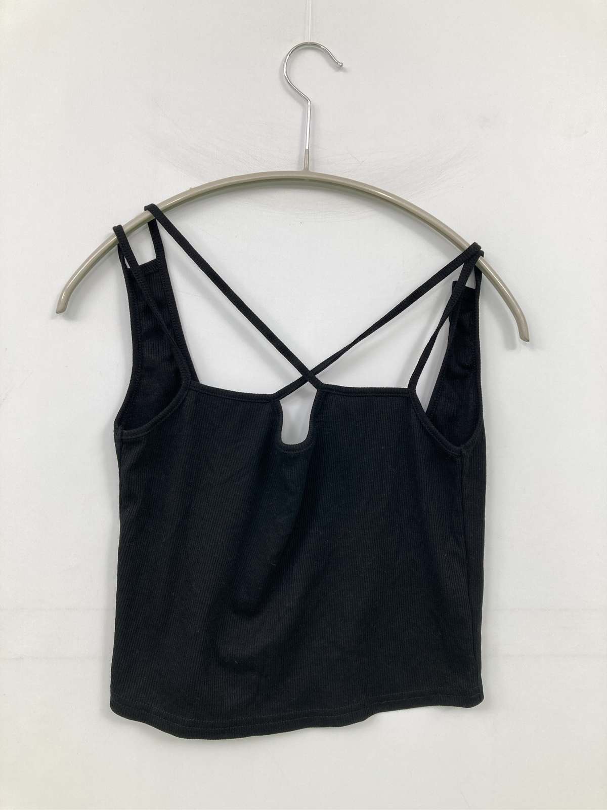【中古】キャミソール ブラック 無地 カップなし レディース