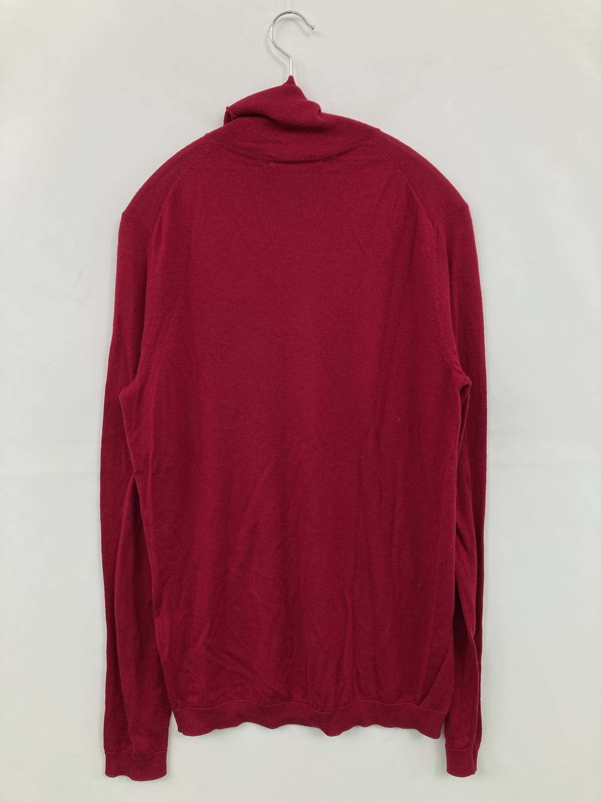 【中古】LACOSTE ラコステ ニット/セーター 40 レッド ウール・ニット 無地 ワンポイント ブランドロゴ ミドル丈 長袖 タートルネック/ハイネック レディース