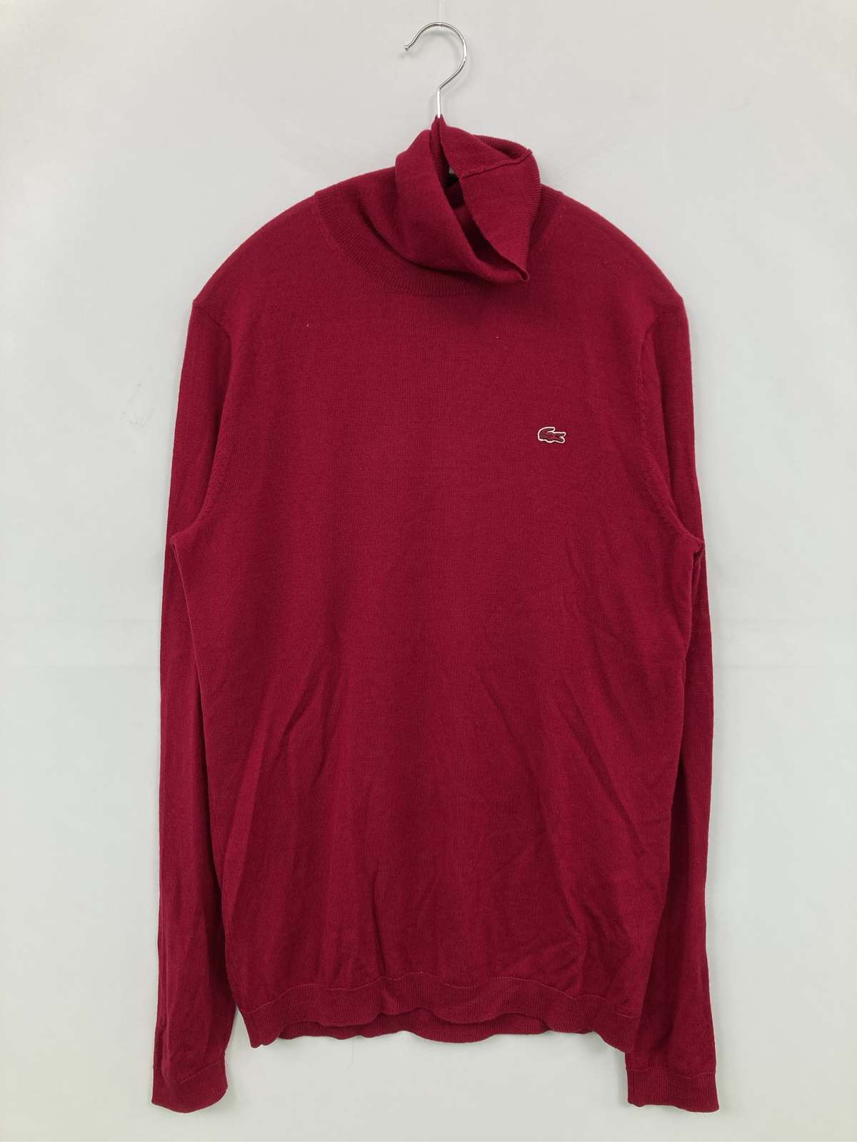 【中古】LACOSTE ラコステ ニット/セーター 40 レッド ウール・ニット 無地 ワンポイント ブランドロ...
