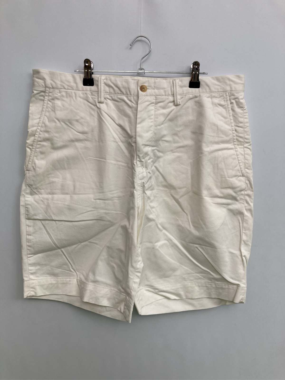 【中古】Polo Ralph Lauren ポロラルフローレン チノパンツ 35 ホワイト ハーフ・ひざ丈 コットン ストレッチ 無地 ワンポイント ブランドロゴ スタンダード ストレート レギュラー メンズ