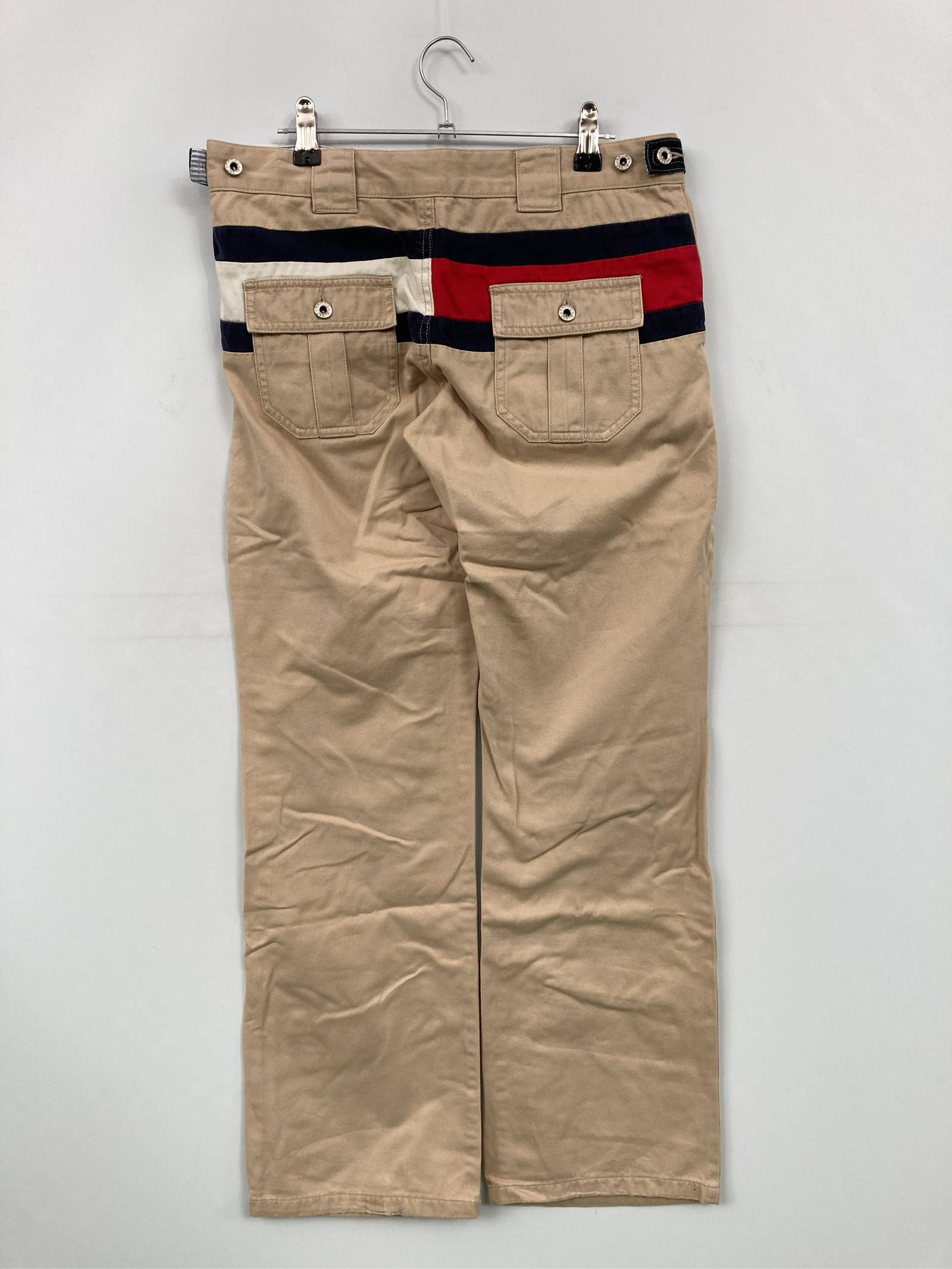 Rakuten - 【中古】tommy girl トミーガール チノパンツ M ベージュ フルレングス コットン 無地 ライン柄 スタンダード ストレート レギュラー レディース