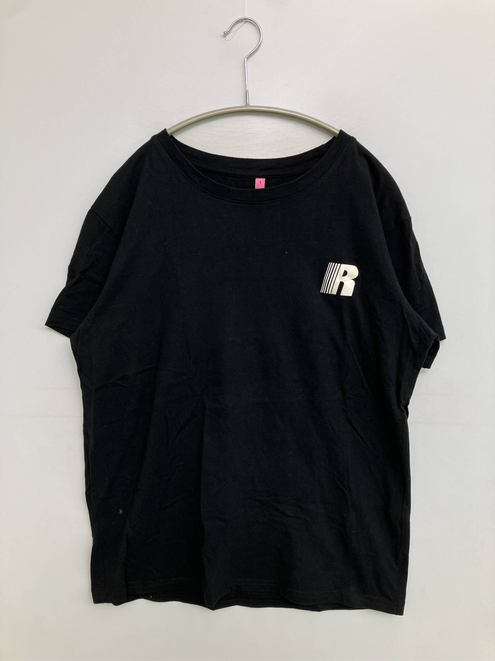 Rakuten - 【中古】Tシャツ/カットソー L ブラック 前面プリント バックプリント ミドル丈 半袖 クルーネック(丸首) メンズ レディース