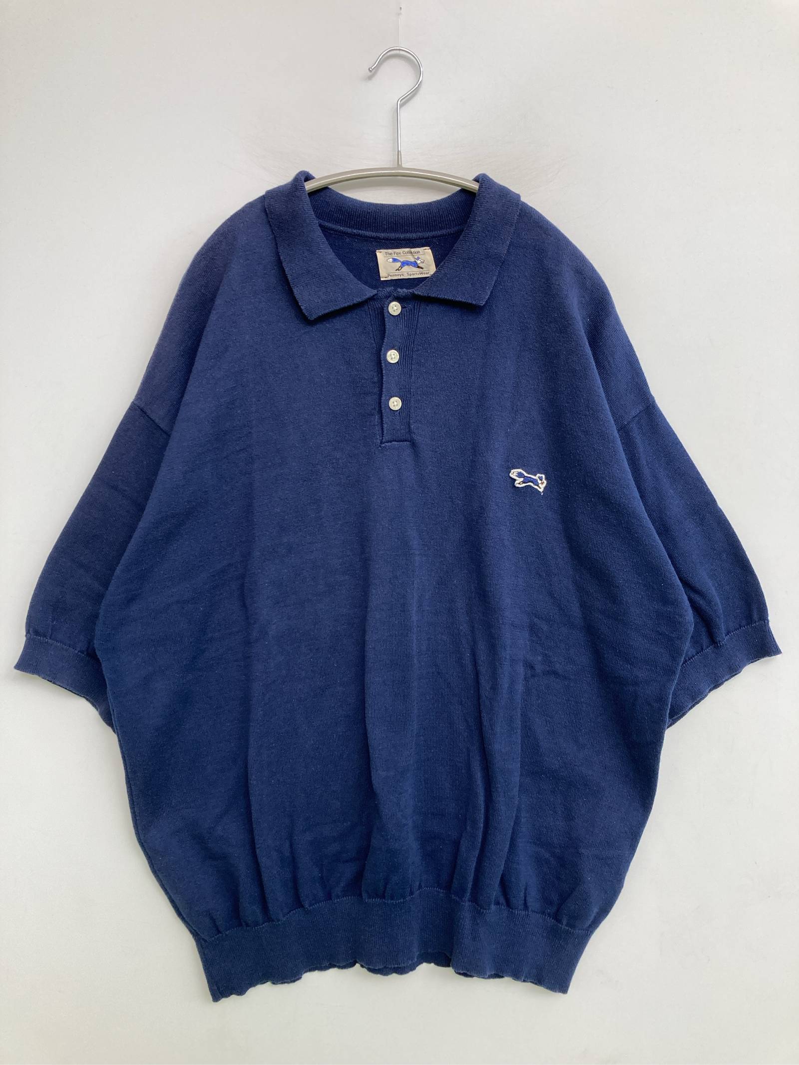 Rakuten - 【中古】The Fox Collection ザフォックスコレクション ポロシャツ Medium ネイビー 無地 ワンポイント 半袖 メンズ