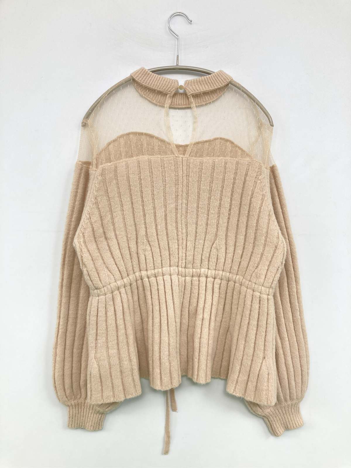 digdig 楽天市場店の【中古】Heather ヘザー ニット/セーター F ベージュ ナイロン ニット 長袖 ショート丈 クルーネック(丸首) ストライプ柄 レディース｜アングル2