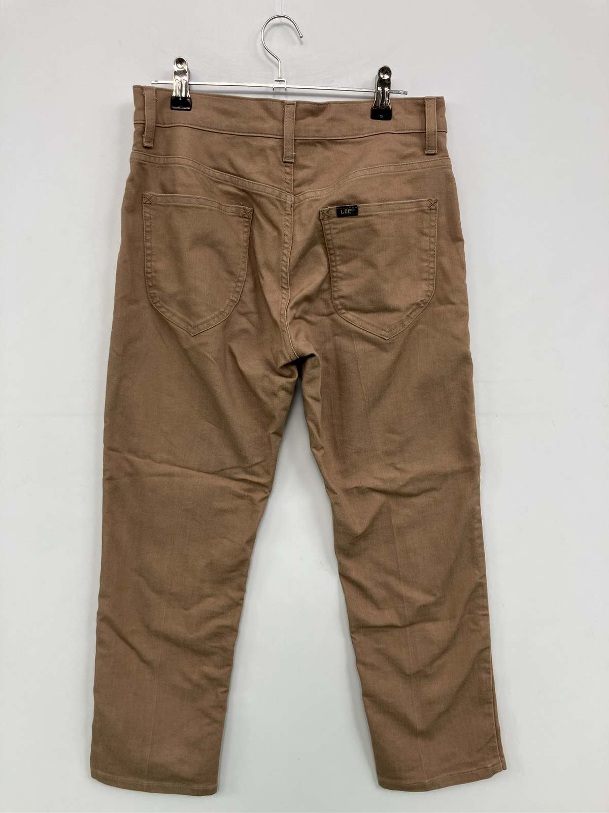【中古】Lee リー チノパンツ S ベージュ クロップド・半端丈 コットン 無地 ブランドロゴ ワンポイント スタンダード テーパード レギュラー レディース