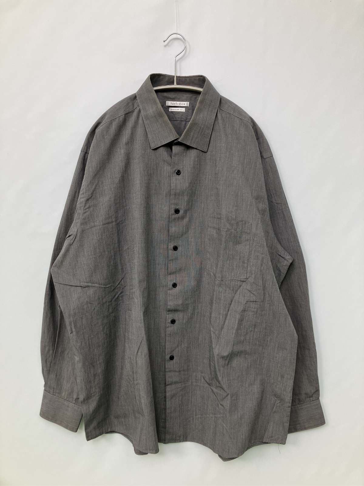 【中古】VAN HEUSEN ヴァンヒューゼン ビジネスシャツ 17-17 1/2 グレー コットン ...