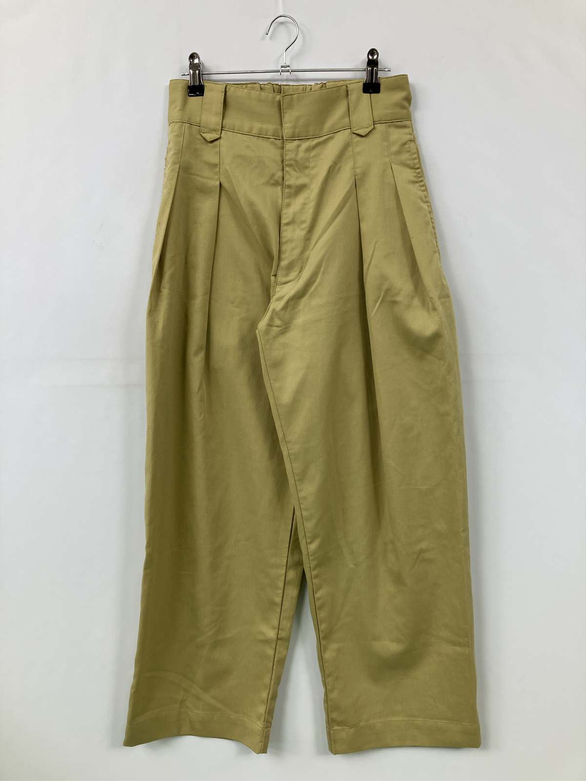 【中古】kutir クティール チノパンツ S グリーン フルレングス 無地 ワイド・ルーズ ストレート ハイウエスト レディース